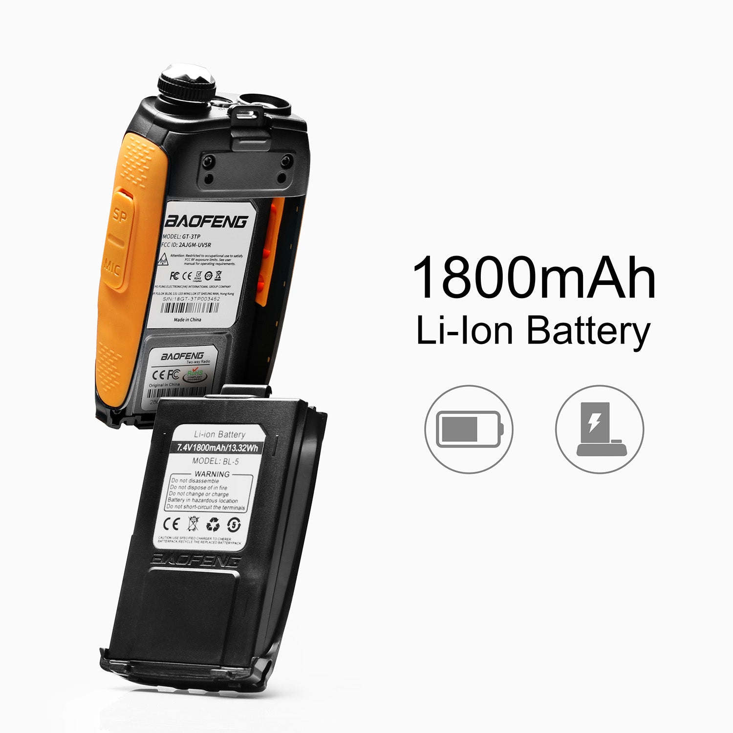 Baofeng GT-3TP Mark III Dual Band Two-Way Radio with Programming Cable - Long Range Walkie Talkie for Outdoor Adventures, Hiking, Camping & Emergency Communication