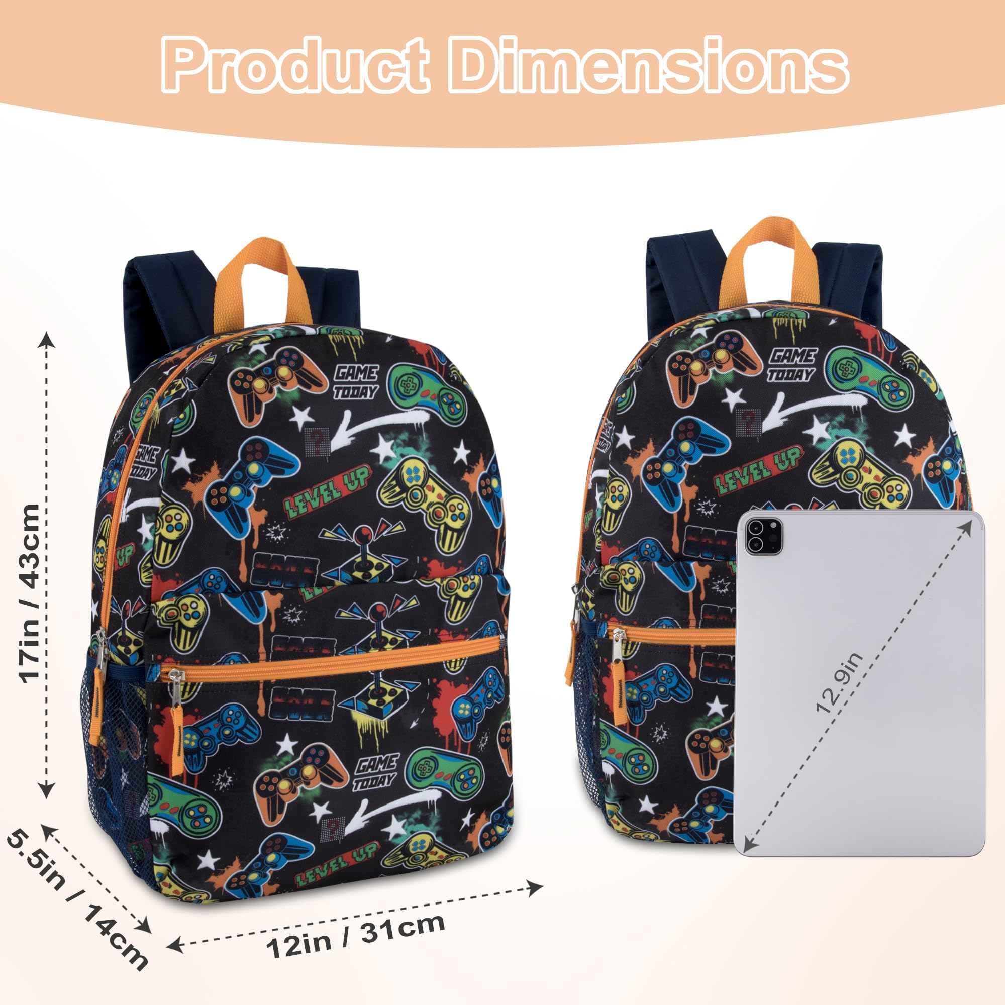 24 Pack 17 Inch Printed Bulk Backpacks for Boys & Girls - Durable School Backpacks Wholesale (Mixed Assortment) - Perfect for School, Travel, and Outdoor Adventures