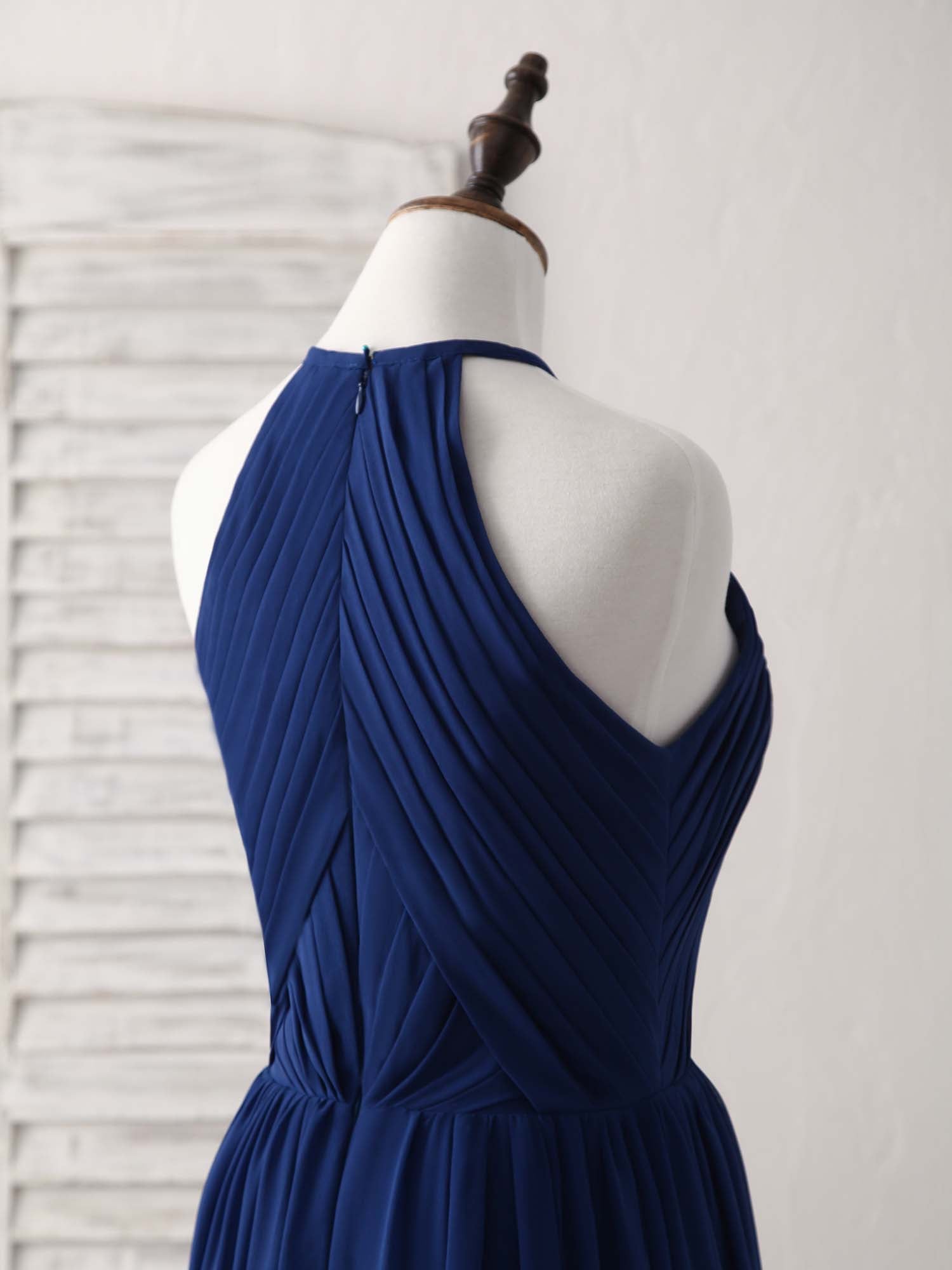 Elegant Dark Blue Chiffon Long Prom Dress | Formal Evening Gown for Bridesmaids & Homecoming | Perfect for Weddings, Parties & Special Occasions