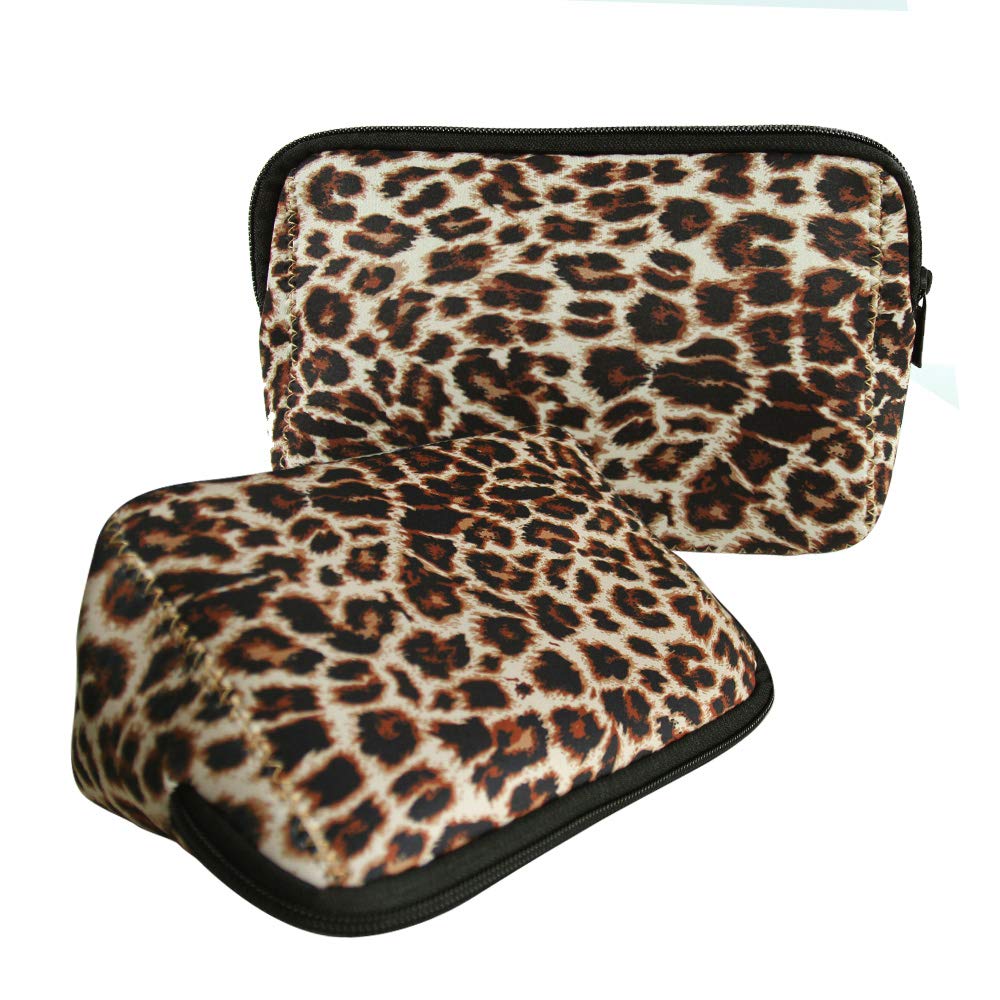 Waterproof Leopard Print Makeup Bag - Soft Neoprene Cosmetic Pouch with Zipper for Travel, Toiletries & Storage | Perfect Travel Organizer for Cosmetics, Brushes & Skincare Products
