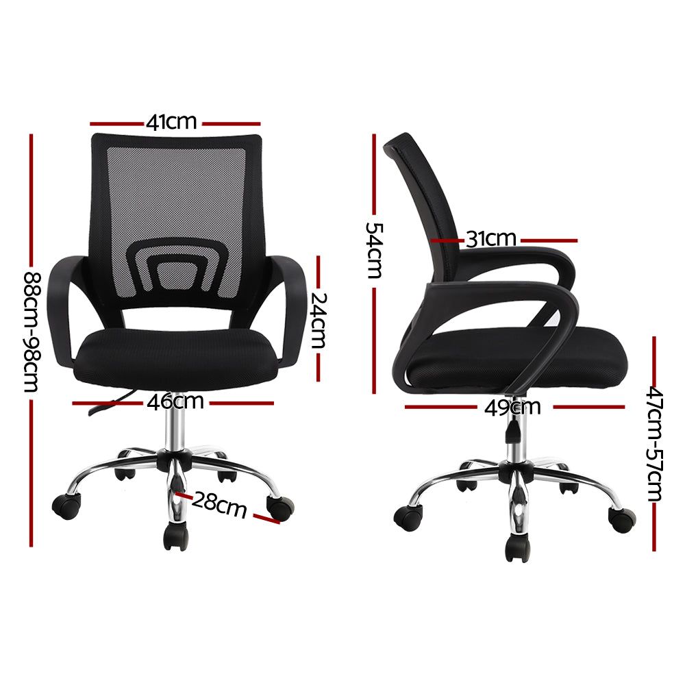 Ergonomic Mesh Office Chair with Mid Back Support - Black - Perfect for Home Office, Gaming & Workspace Comfort
