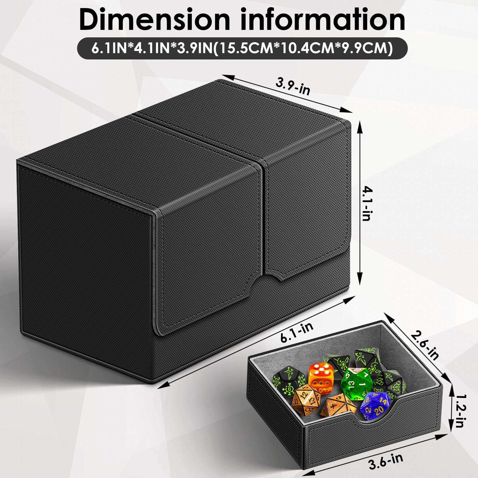Premium Leather MTG Commander Card Deck Case - Double Deck Storage Box with Dice Tray & Magnetic Closure (Holds 200+ Sleeved Cards) - Perfect for Magic: The Gathering, TCGs, and Sports Card Collectors - Great for Game Nights, Tournaments, and Card Protection