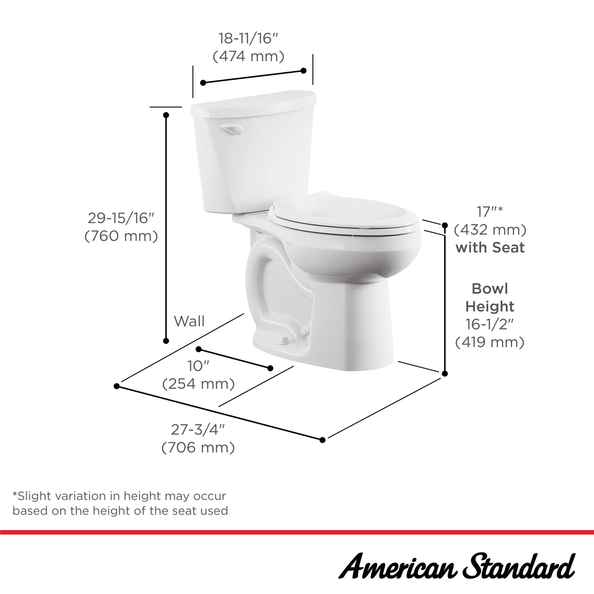 Colony® 3 Two-Piece 1.28 GPF/4.8 LPF Elongated Chair Height 10-Inch Rough-In Toilet Without Seat - Perfect for Modern Bathrooms & Water-Efficient Homes