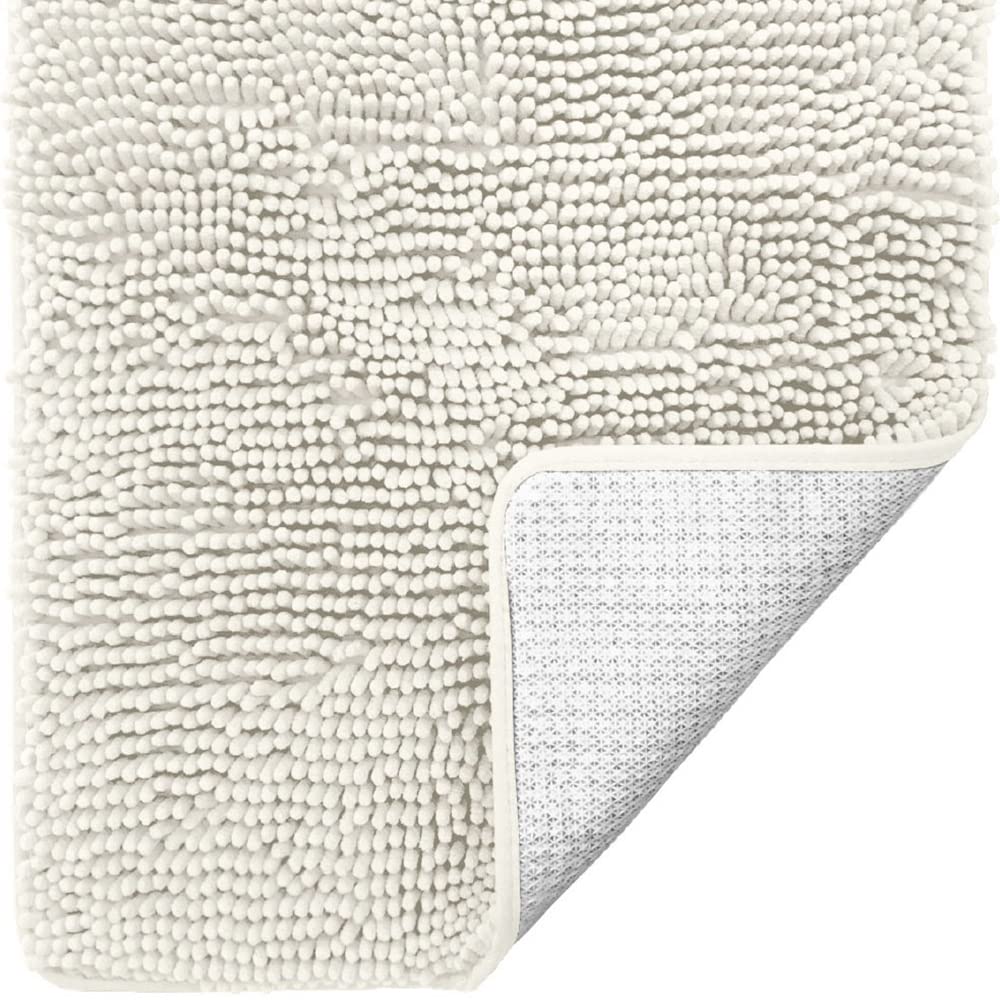 Premium Gorilla Grip Bath Rug - 60x17 Inch Super Absorbent Chenille Bath Mat with Non-Slip Rubber Backing | Quick-Dry Microfiber Shaggy Bathroom Rug | Machine Washable & Durable for Bathtub & Shower Floor (Ivory) | Perfect for Bathroom Safety & Luxury Comfort
