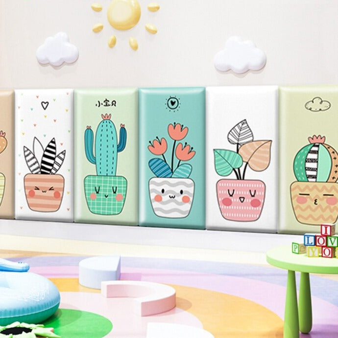Tropical Rainforest Themed Kids Wall Cushion Decals - Soft Playroom Decor for Nursery, Bedroom & Classroom