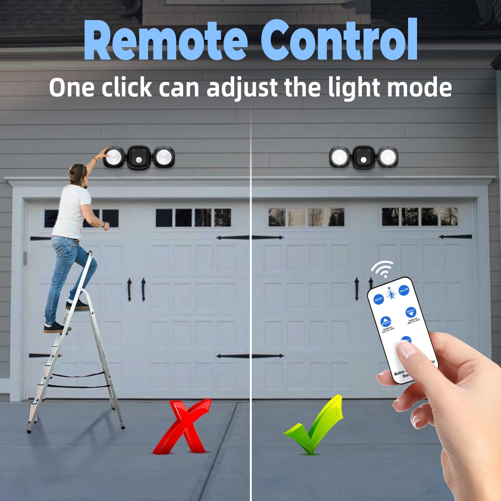 TOOWELL Wireless Battery Powered LED Flood Lights with Remote & Motion Sensor - IP65 Waterproof Outdoor Security Lighting for Garage, Backyard, Patio, Garden, Porch, Stairs (Perfect for Nighttime Safety & Landscape Illumination)