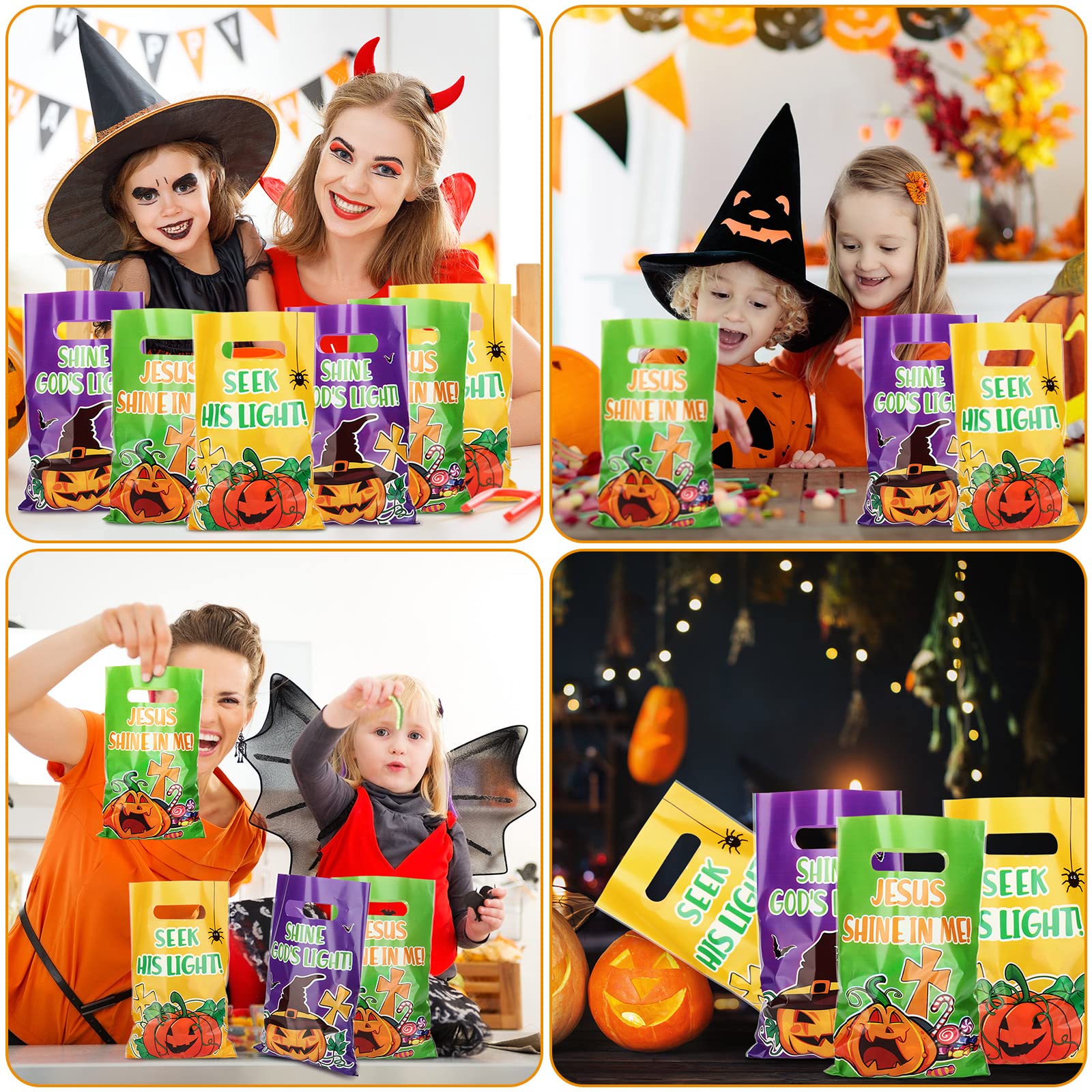 Christian Halloween Pumpkin Treat Bags - 150pcs for Church & Sunday School Parties