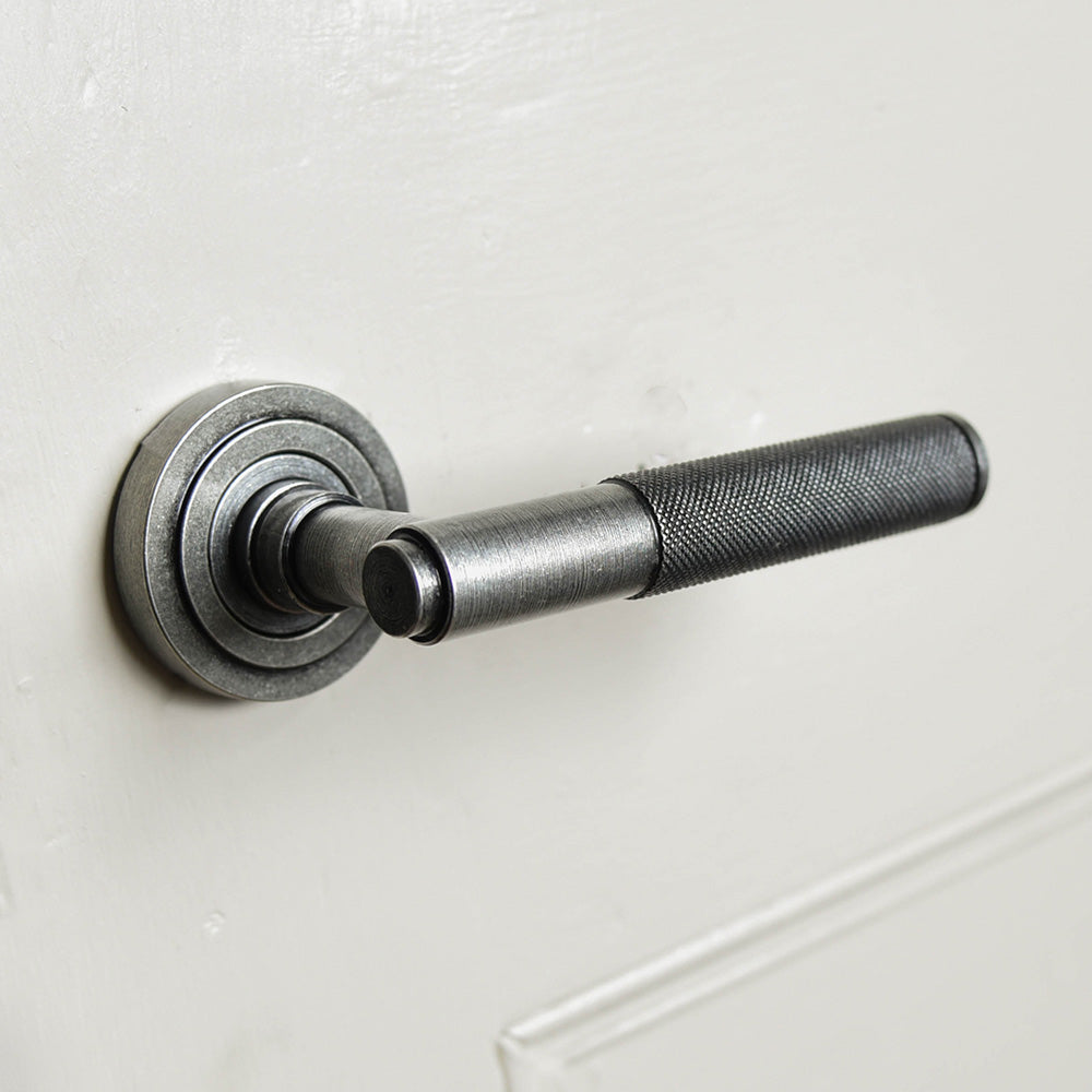 Premium Pewter Brompton Lever Door Handles with Concealed Rose - Elegant Upgrade for Home & Office Interior Doors