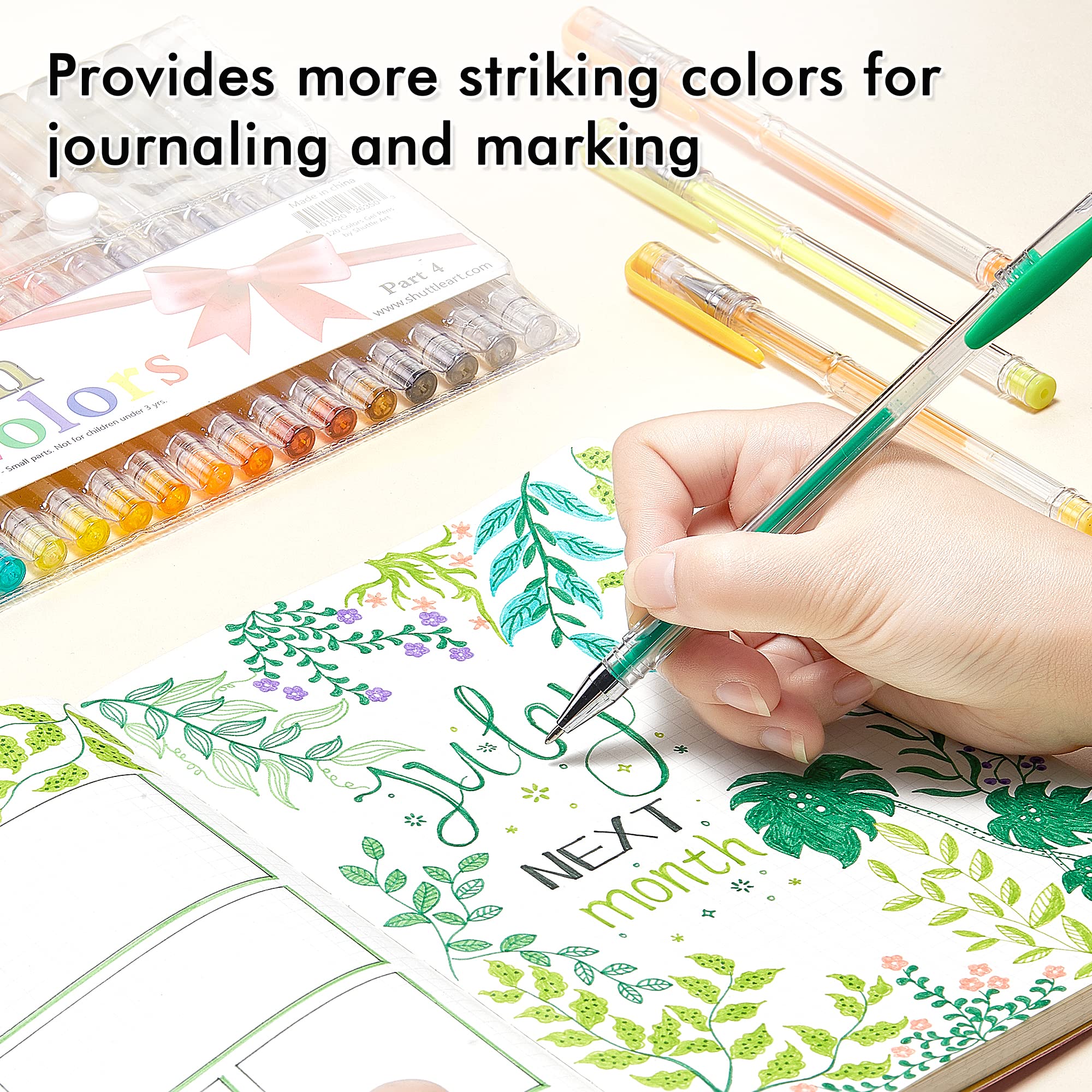 Shuttle Art 120 Unique Colors Gel Pen Set - No Duplicates, Vibrant Gel Pens for Adult Coloring Books, Sketching & Bullet Journaling - Perfect for Artists, Students & DIY Craft Projects