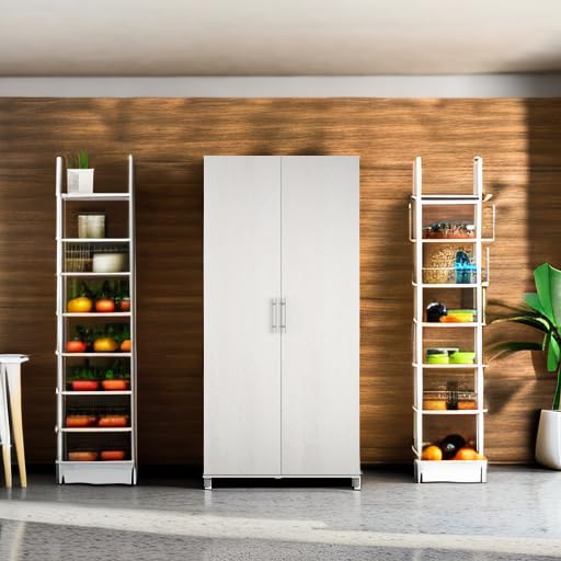 Systembuild Evolution Camberly 36-Inch Utility Storage Cabinet in Ivory Oak - Perfect for Garage, Laundry Room & Home Organization
