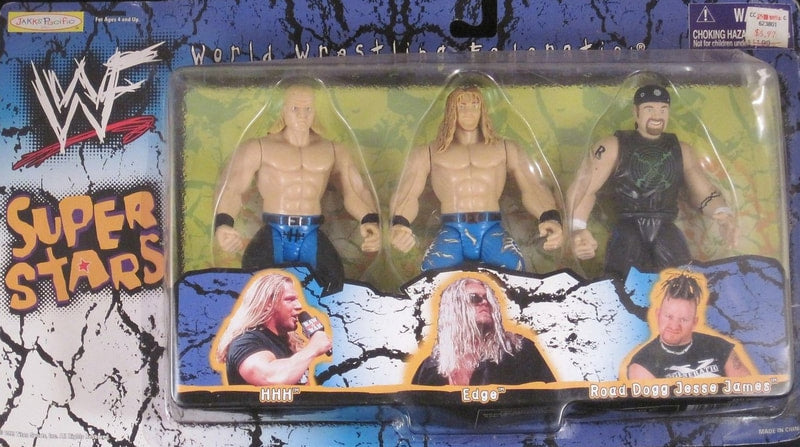 1999 WWF Jakks Pacific SummerSlam '99 Deadly Games Action Figure Box Set - Triple H, Edge & Road Dogg Jesse James Wrestling Collectible [Exclusive Edition for WWF Fans & Collectors] - Perfect for Display, Wrestling Memorabilia Collections & Nostalgic Gift Giving