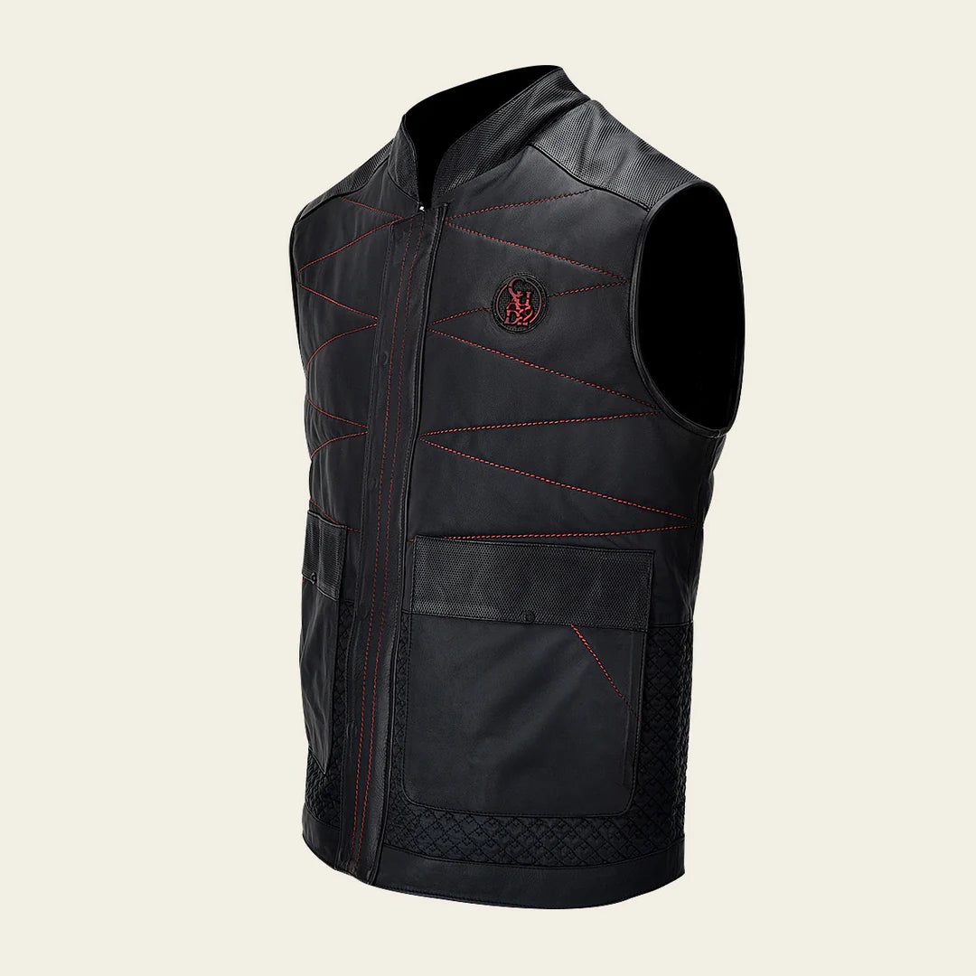 H354BOB Men's Black Casual Fashion Lambskin Vest Shirt - Stylish Layering Piece for Fall & Winter Outfits, Date Nights, and Outdoor Adventures