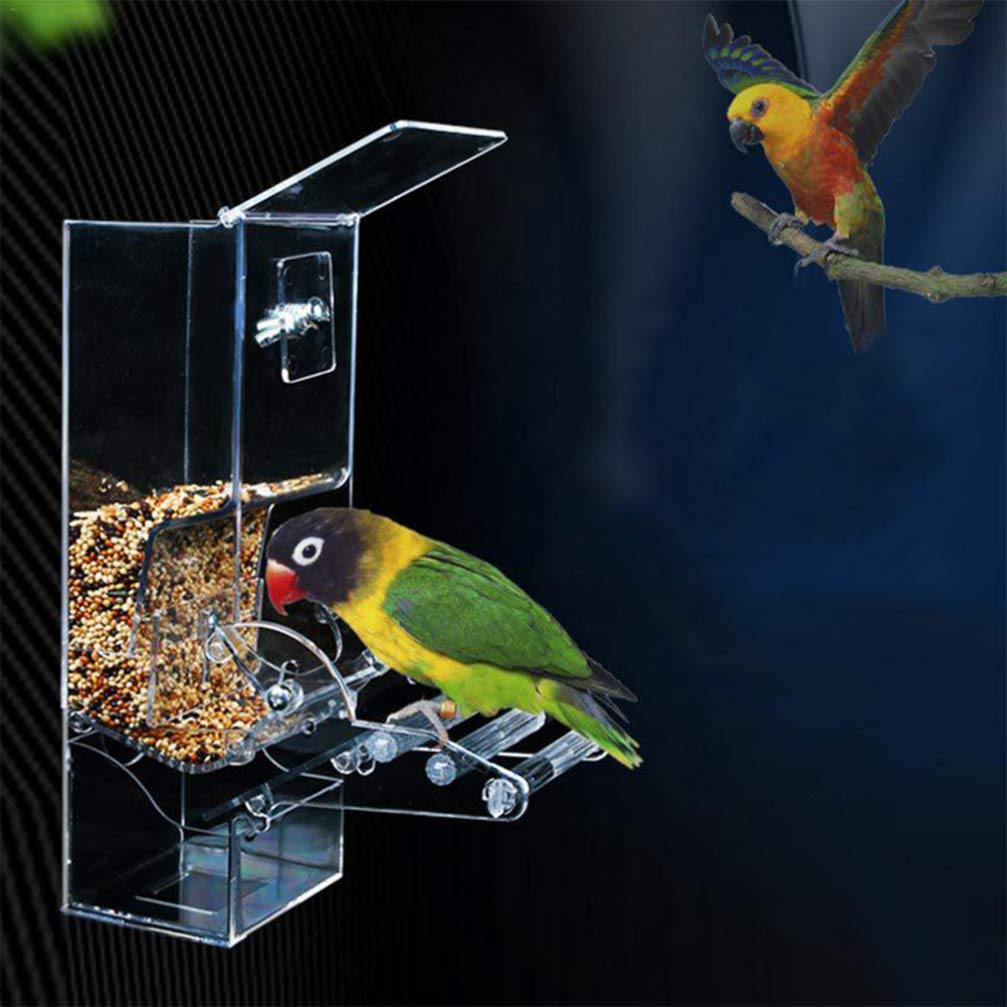 Balacoo Automatic Parrot Feeder - Small Square Bird Food Tray Container for Cage, Canary & Outdoor Use - Durable Pet Bird Feeder for Easy Feeding at Home or Garden