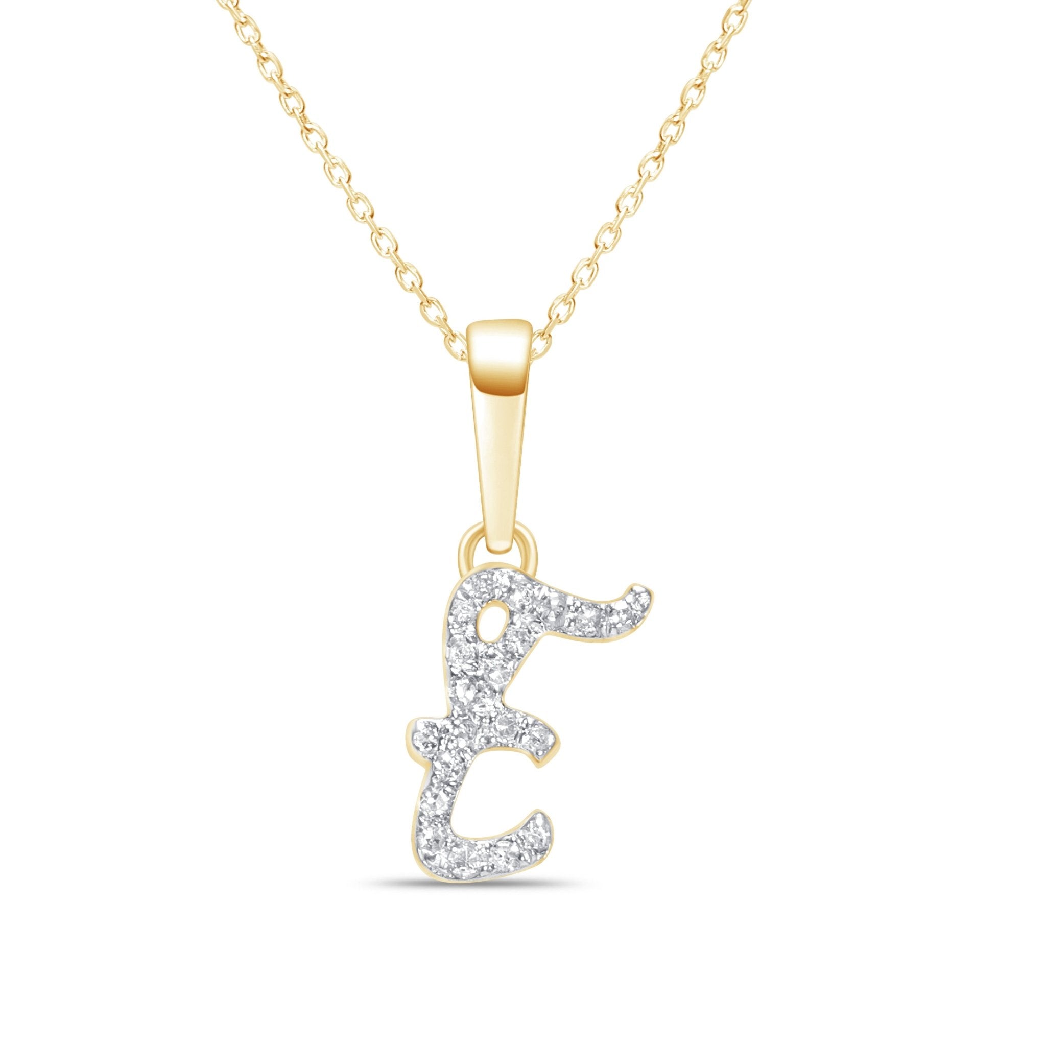 14K Solid Yellow Gold Cursive Diamond Initial Necklace - Personalized Name Jewelry for Women, Gift for Her, Birthday, Anniversary, Valentine's Day