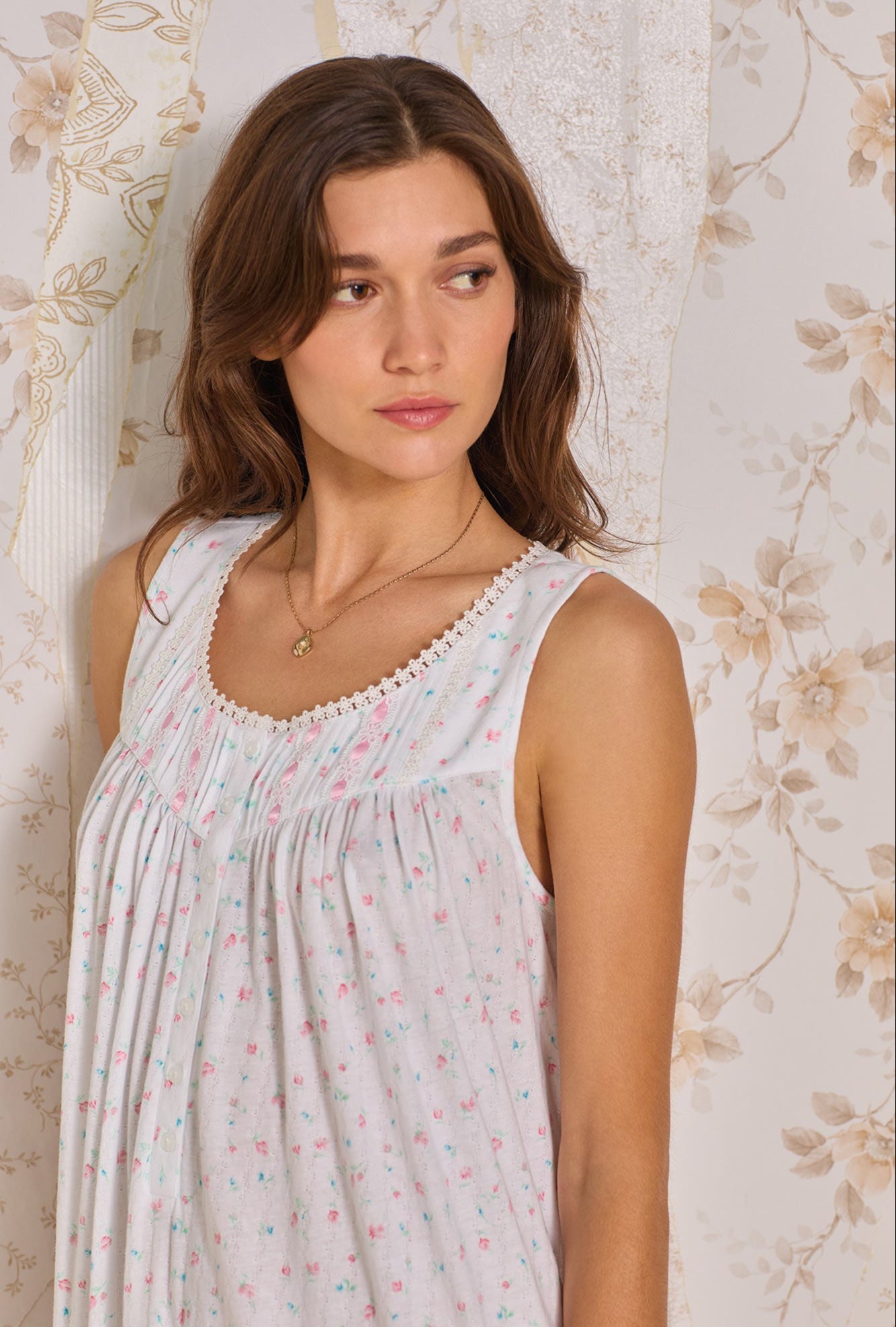 Angelic Rose Cotton Pointelle Ballet Nightgown - Soft & Comfortable Sleepwear for Women, Elegant Lace Trim Nightgown for Bedtime, Lounge & Bridal Shower (Pink, S-XXL)