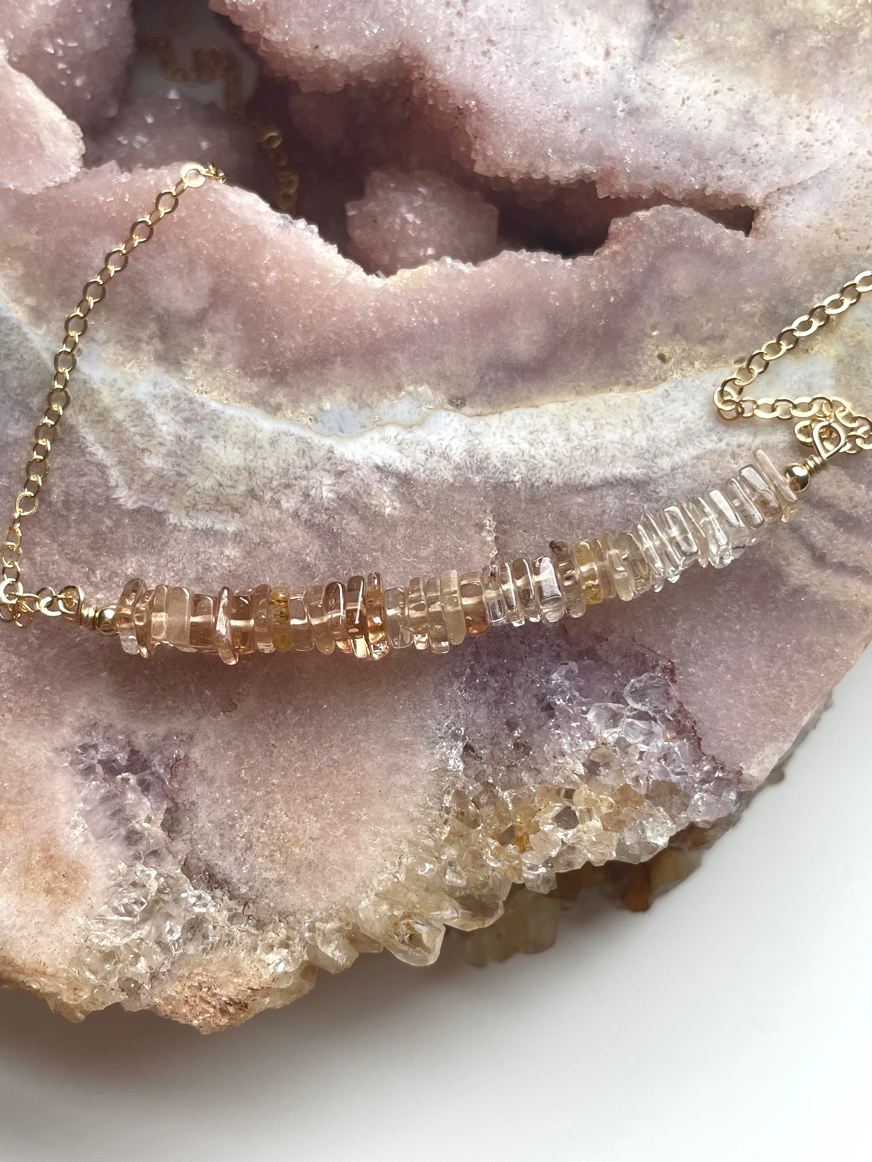 Imperial Topaz Crystal Necklace - Sterling Silver or 14K Gold November Birthstone Jewelry Gift for Women, Birthday Present, Anniversary Gift, Holiday Gift Idea