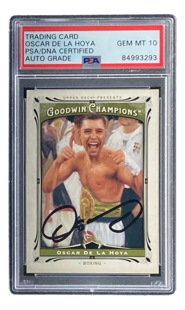 Oscar De La Hoya Autographed 2013 UD Goodwin Champions #130 Baseball Card - PSA/DNA Certified Gem Mint 10 - Perfect for Sports Memorabilia Collectors & Boxing Fans Display