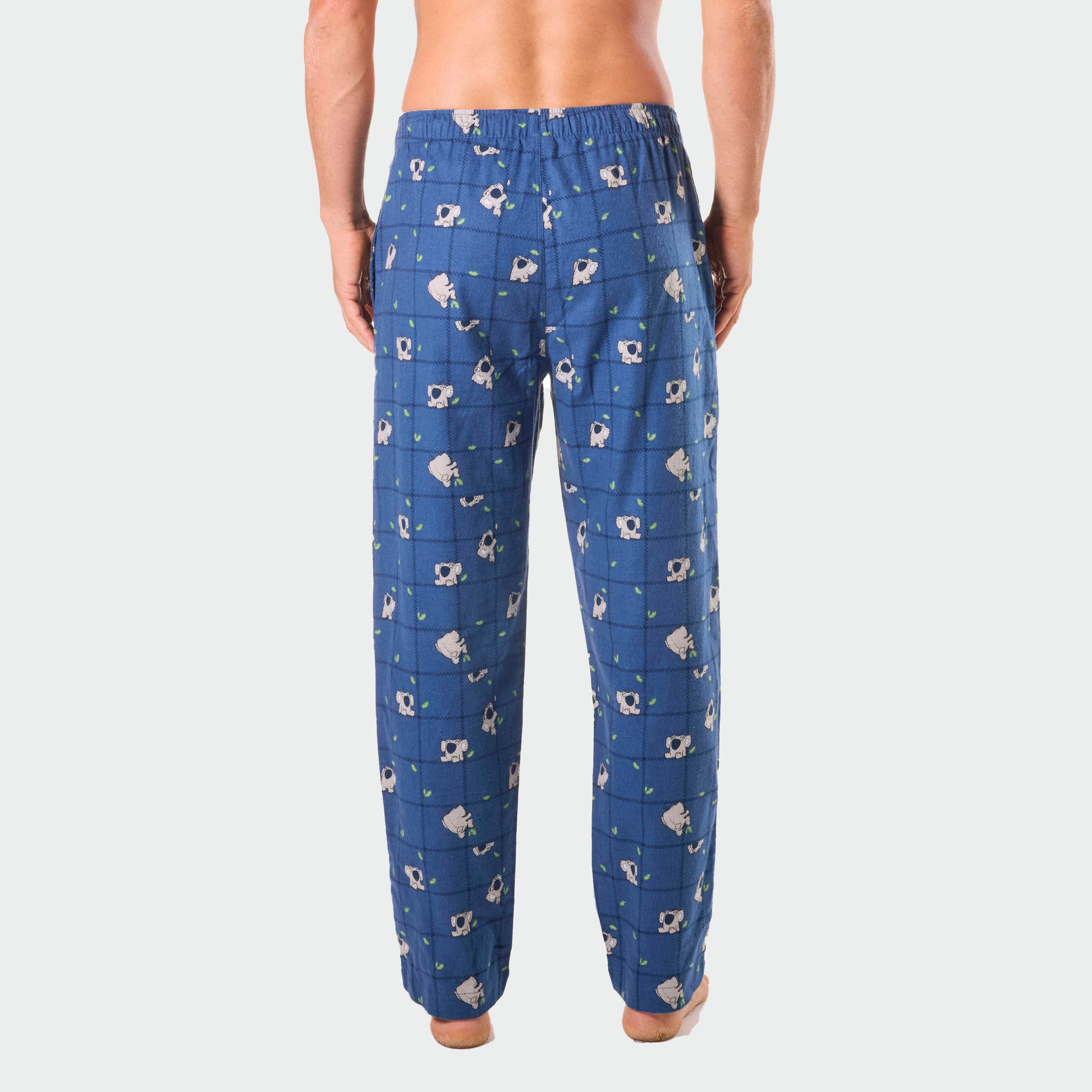 Men's Koala Check Cotton Flannel Sleep Pants - Soft & Comfortable Lounge Pajama Bottoms for Relaxing at Home (Blue) - Perfect for Lounging, Sleeping & Winter Comfort