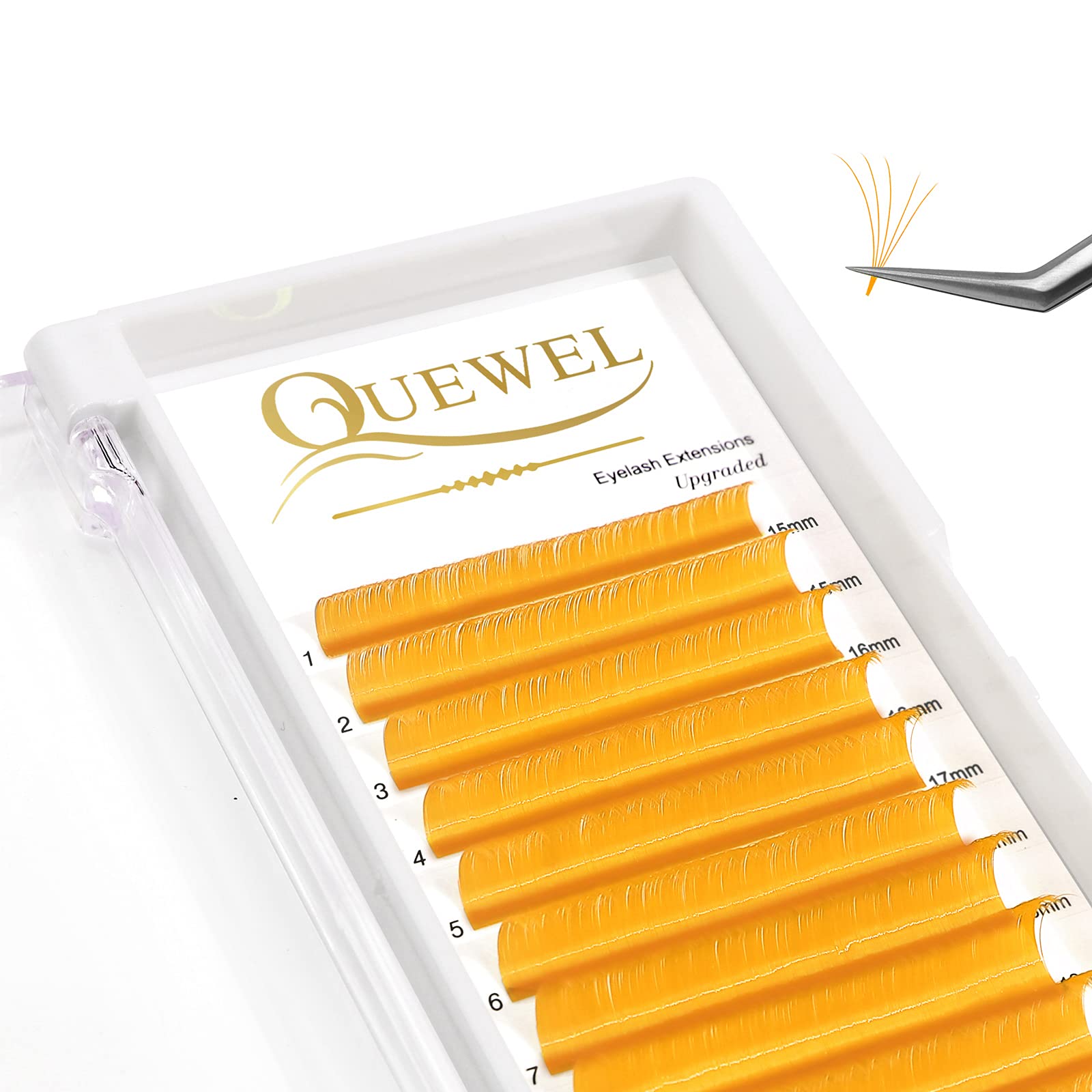 0.07mm D Curl Volume Lash Extensions - 15-20mm Orange Colored Lashes for Easy Fanning (2D-20D) | Perfect for Salon Professionals & DIY Lash Artists | Self-Fanning Lashes for Dramatic Eye Makeup Looks