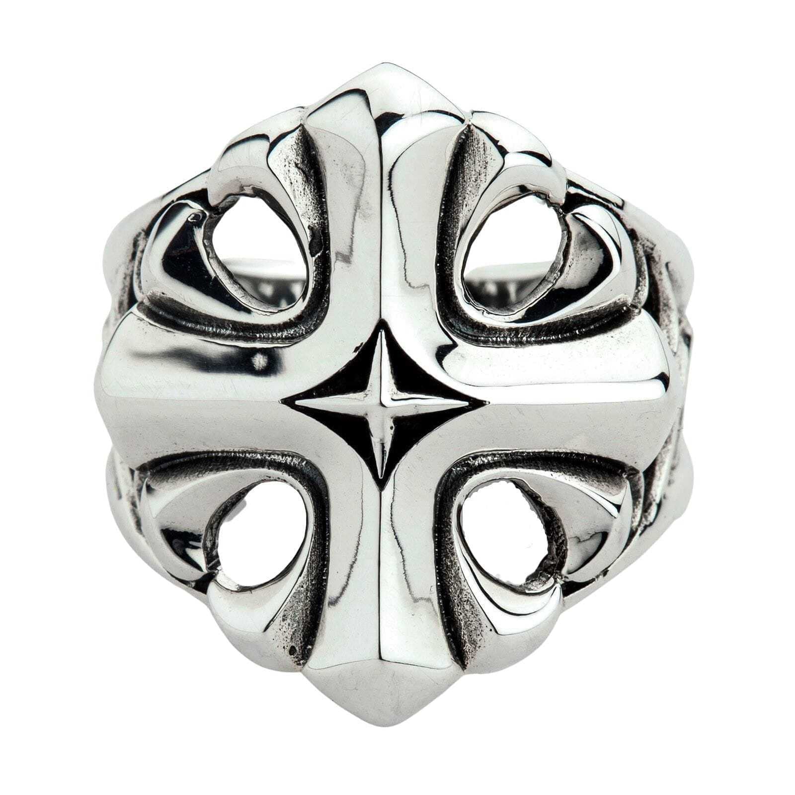 Sterling Silver Star Cross Men's Ring - Gothic Biker Jewelry for Men - Perfect for Rocker Style, Motorcycle Enthusiasts & Everyday Wear