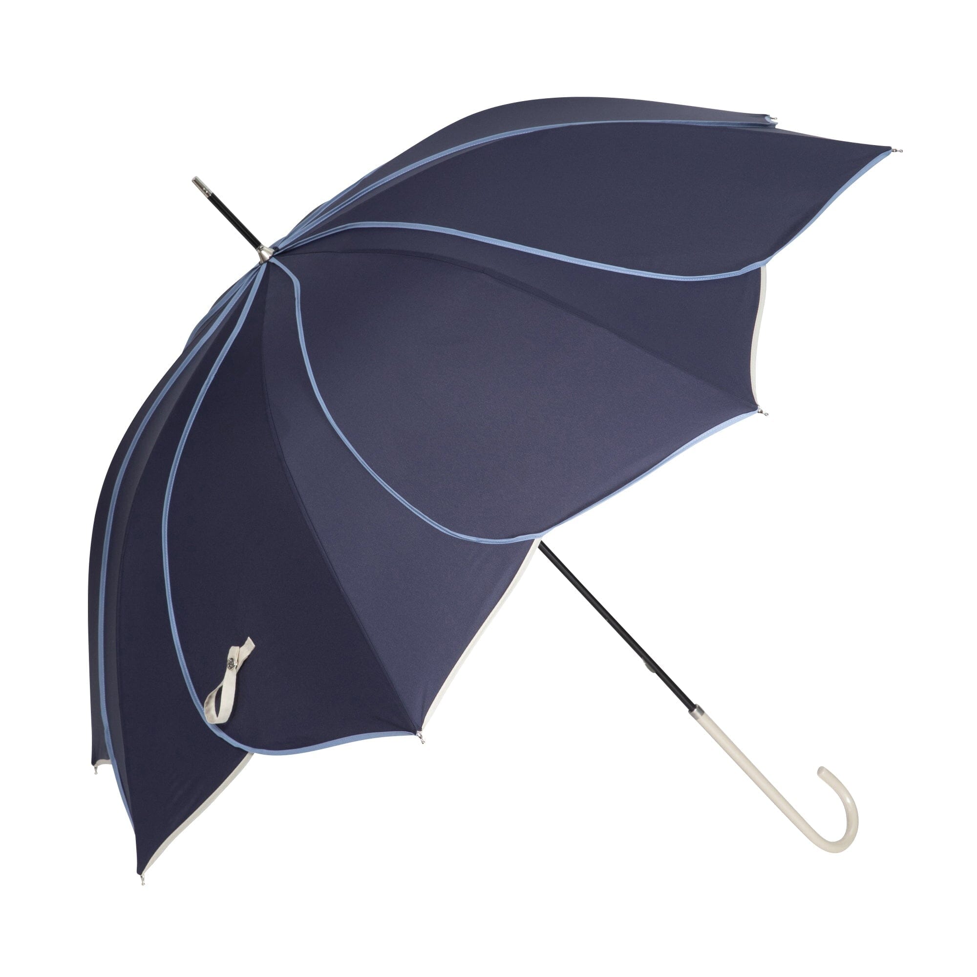 Bicolor Piping Umbrella Navy Blue - Stylish Waterproof Windproof Compact Travel Umbrella for Men & Women - Perfect for Rainy Days, Commuting, and Outdoor Activities