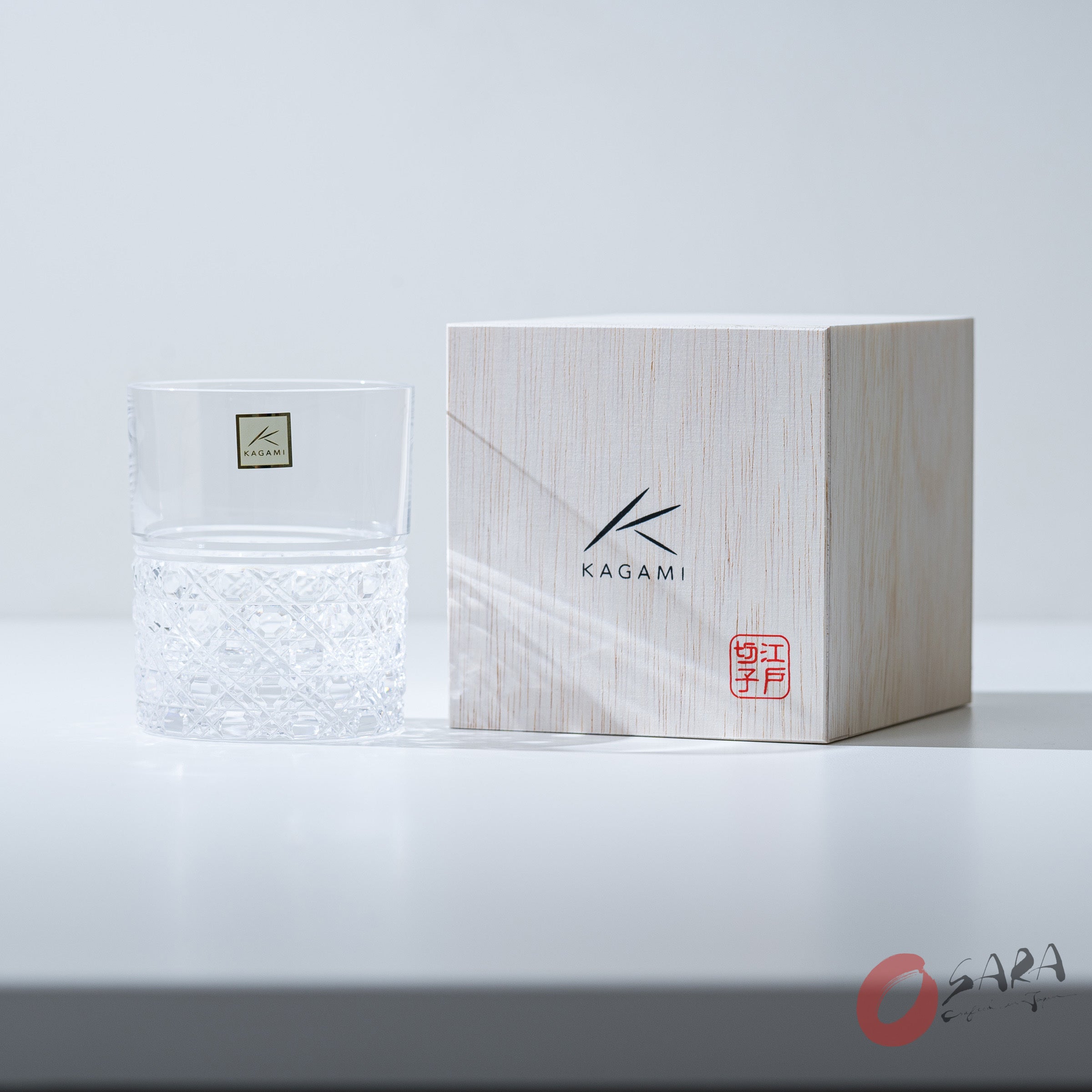 Premium KAGAMI Crystal Japanese Handmade Whiskey Rocks Glass Set - 240ml - Elegant Barware for Bourbon, Scotch & Cocktails - Perfect Gift for Whiskey Lovers & Home Entertaining