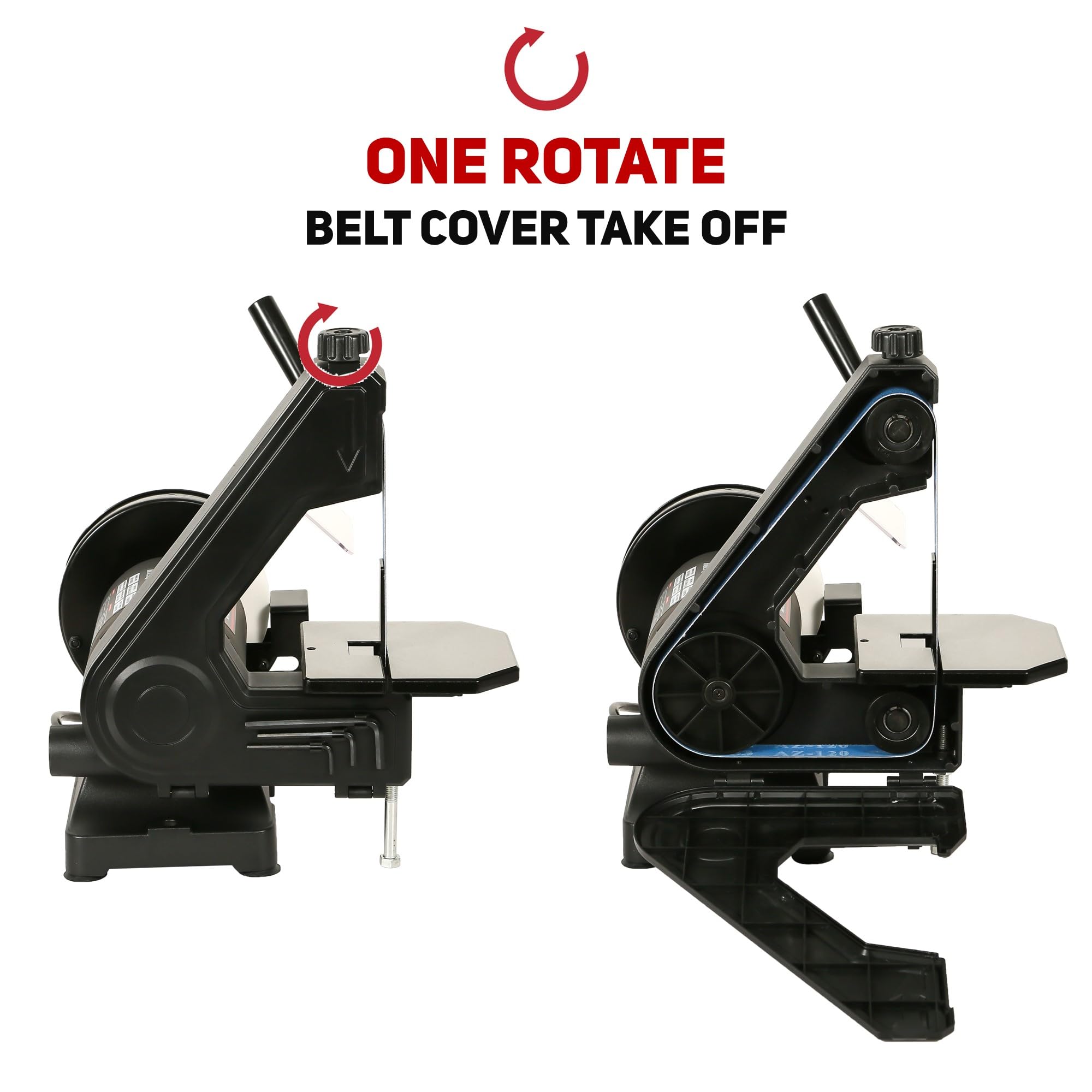 Bucktool 1x30 Inch Belt & 6 Inch Disc Sander Combo - 1/3 HP Low Speed Bench Grinder for Knife Making, Sharpening, Woodworking & Metalworking - Perfect for DIY Projects, Home Workshops & Professional Use