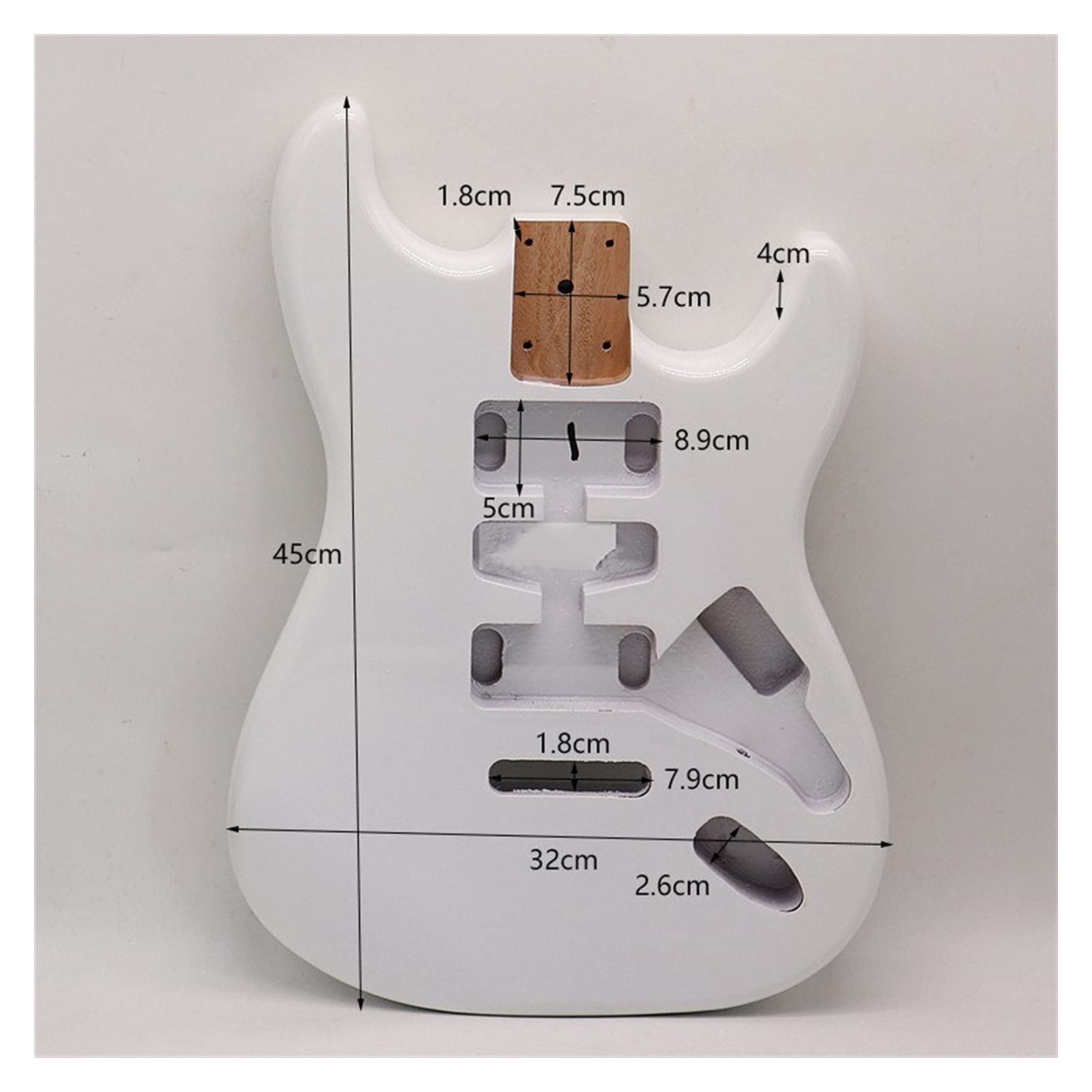 Unfinished White ST Style Electric Guitar Body Kit - Poplar Wood, High Gloss Finish, 5.7cm Pocket Width, Handcrafted for DIY Guitar Building | Perfect for Custom Electric Guitar Projects & Luthier Workshops