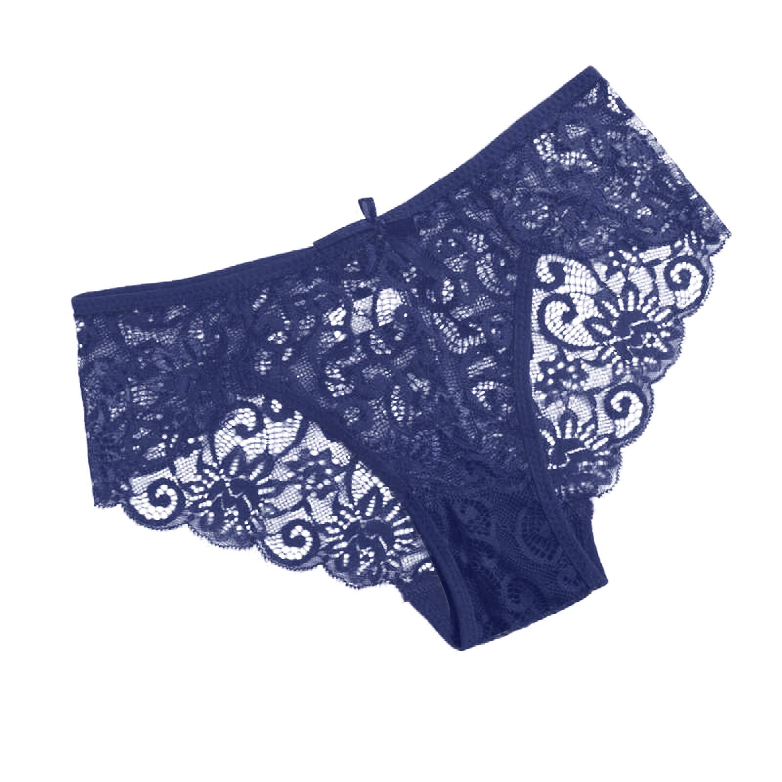 Sexy Lace Underwear for Women - Mid Waist Briefs Push Up Panties Comfortable Lingerie Intimates - Black & Blue (Size S) - Perfect for Date Night, Valentine's Gift or Everyday Wear