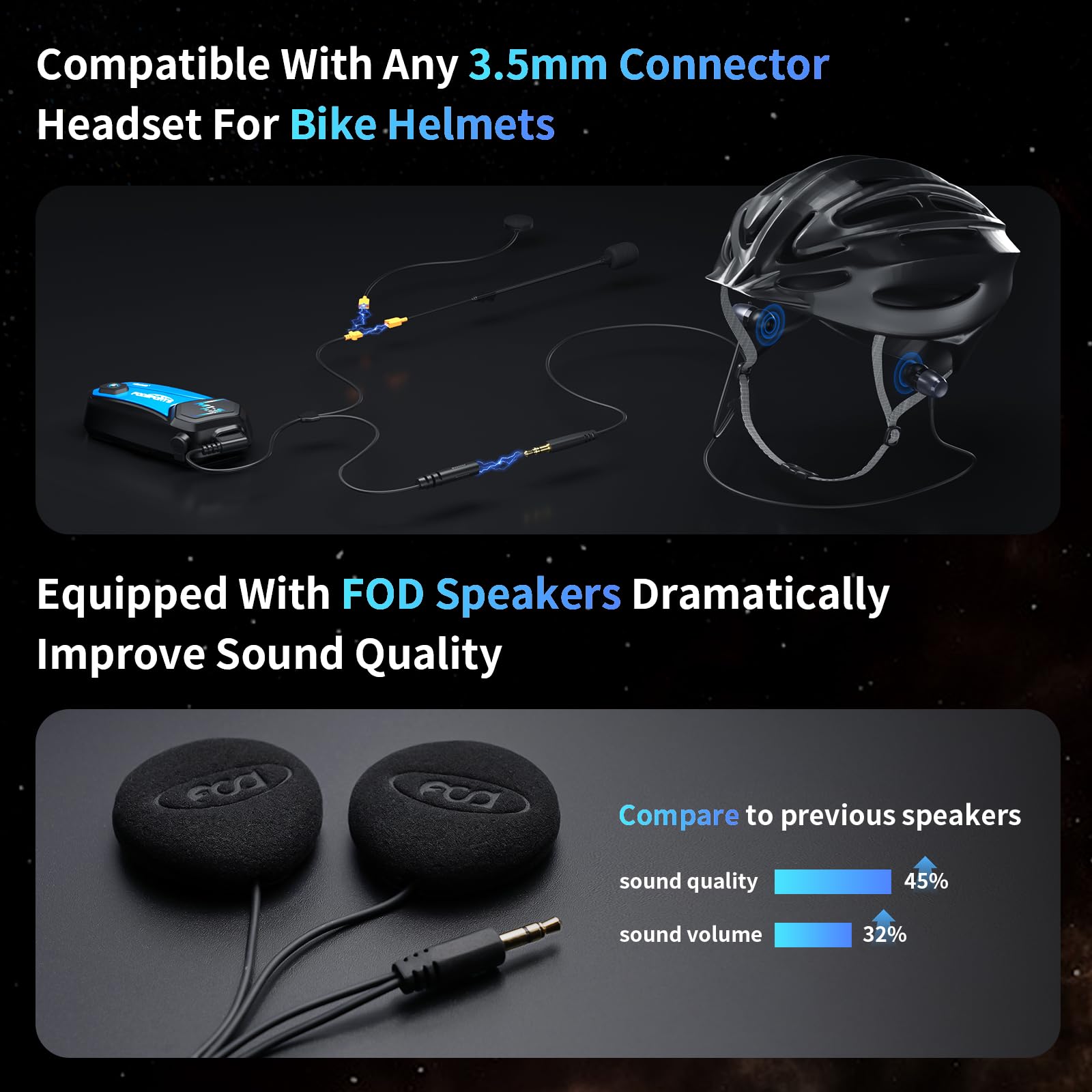 Fodsports M1-S Plus Motorcycle Bluetooth Headset - HRSQS High-Quality Speakers, One-Touch Pairing, Mic Mute, FM Radio, 10-Rider Intercom & Music Sharing | Perfect for Group Rides, Commuting & Adventure Touring | Crystal Clear Audio (1-Pack)