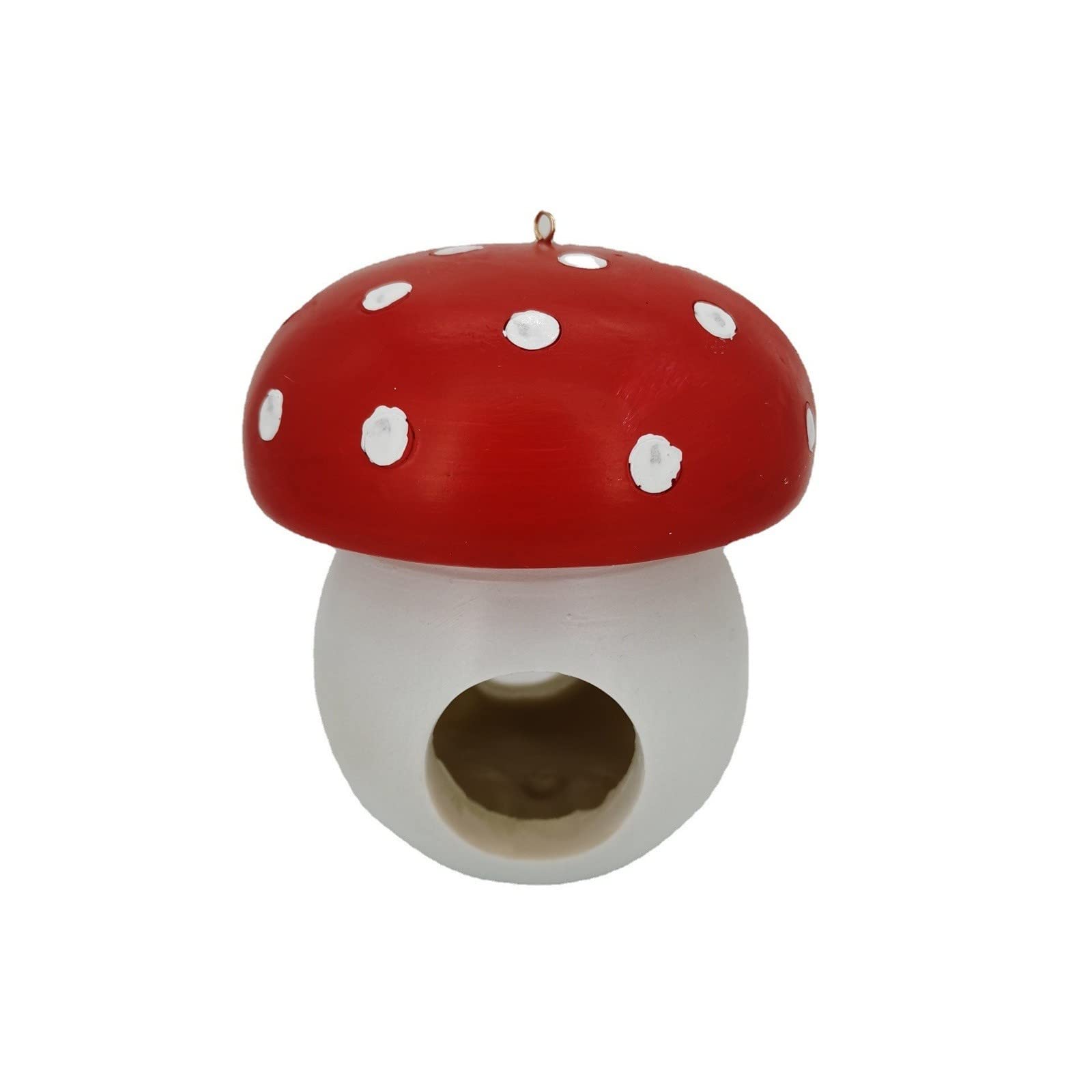Handmade Resin Mushroom Bird Feeder - Colorful Hanging Outdoor Decor for Garden, Patio & Trees - Attracts Birds & Squirrels - Durable Weatherproof Ornament (Choose Your Color)