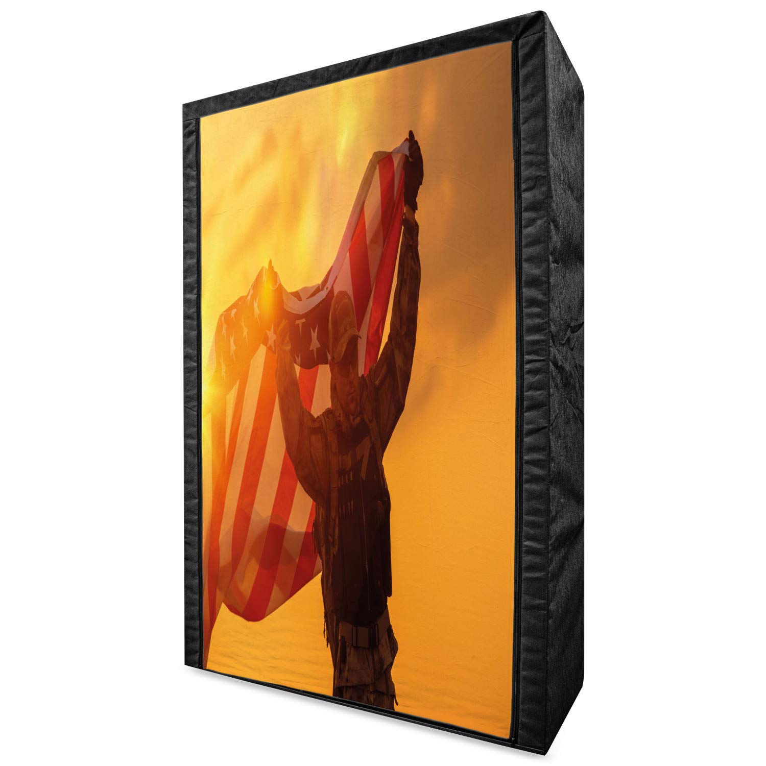 Ambesonne USA Portable Fabric Wardrobe with Patriotic American Flag Design - 42.5