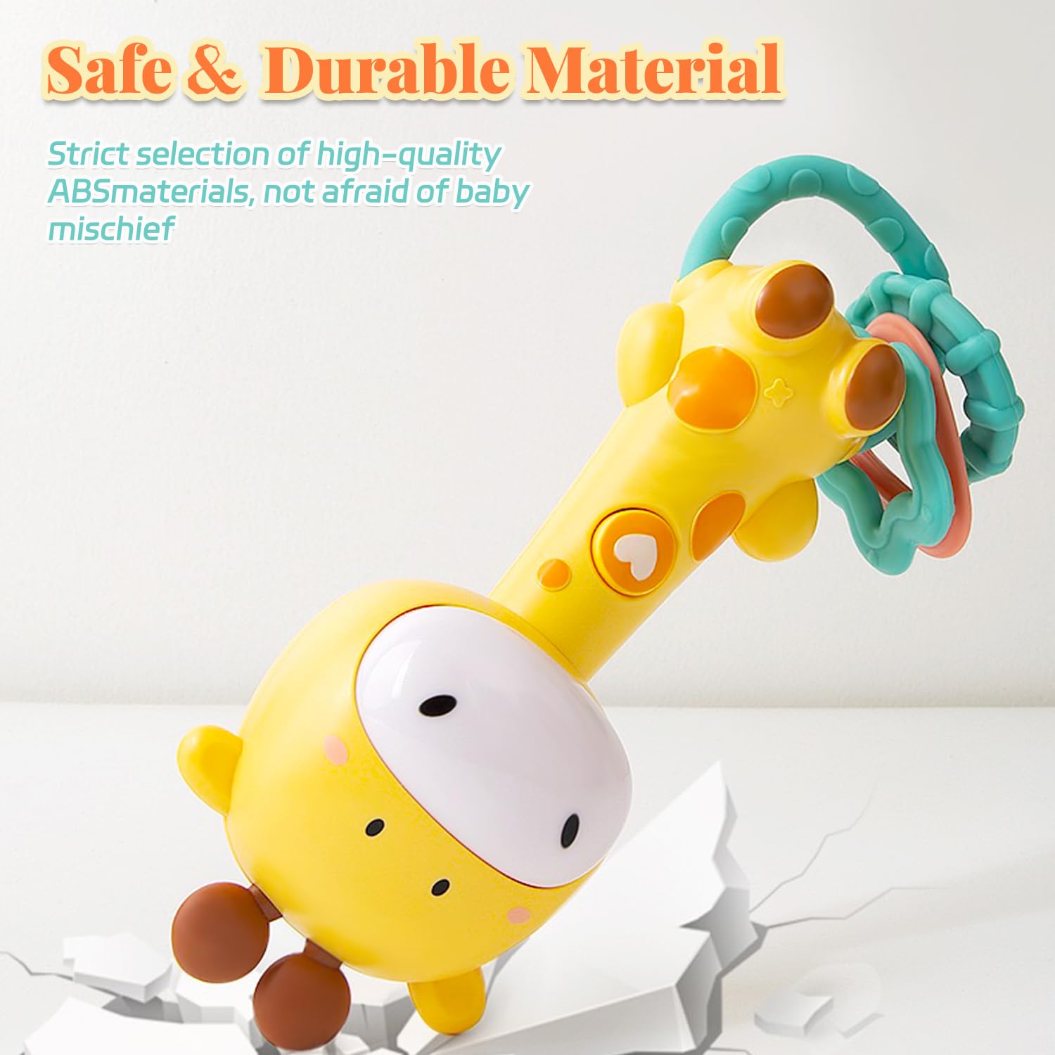 **Baby Music Rattle Toy - Light-Up Teething & Sensory Chew Toy for Infants 6-18 Months, Giraffe-Shaped Gift for Boys & Girls - Perfect for Soothing, Playtime & Early Development**