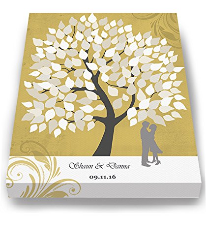 Personalized His & Hers Canvas Wall Art - Custom Couples Tree with Names & Date - Romantic Wedding Anniversary Gift for Newlyweds, Housewarming, Milestone - Gold Frame 30