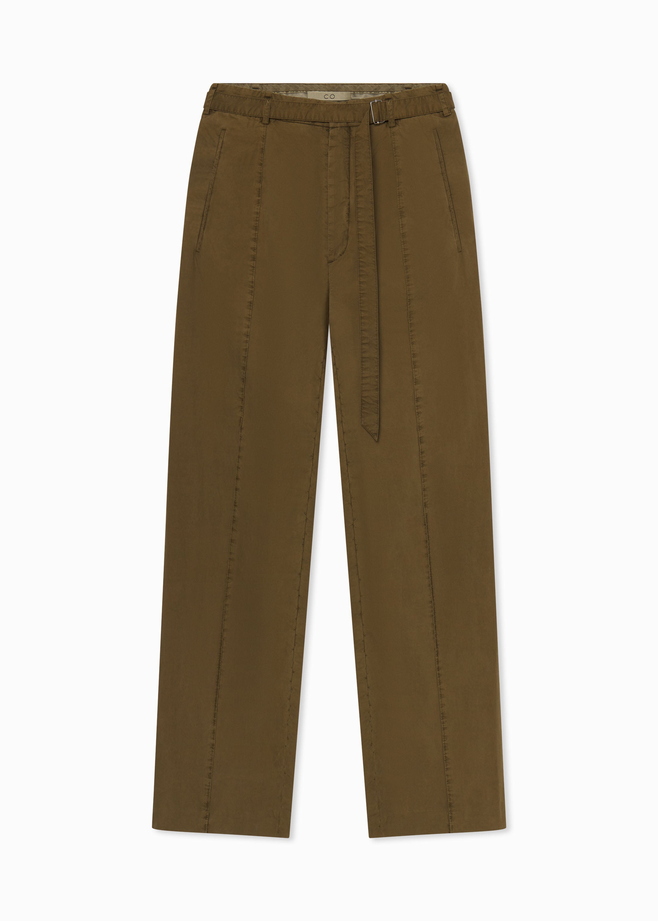 Drop Waist Cotton Twill Pants for Women - Olive Green Casual Trousers for Work, Travel & Everyday Wear