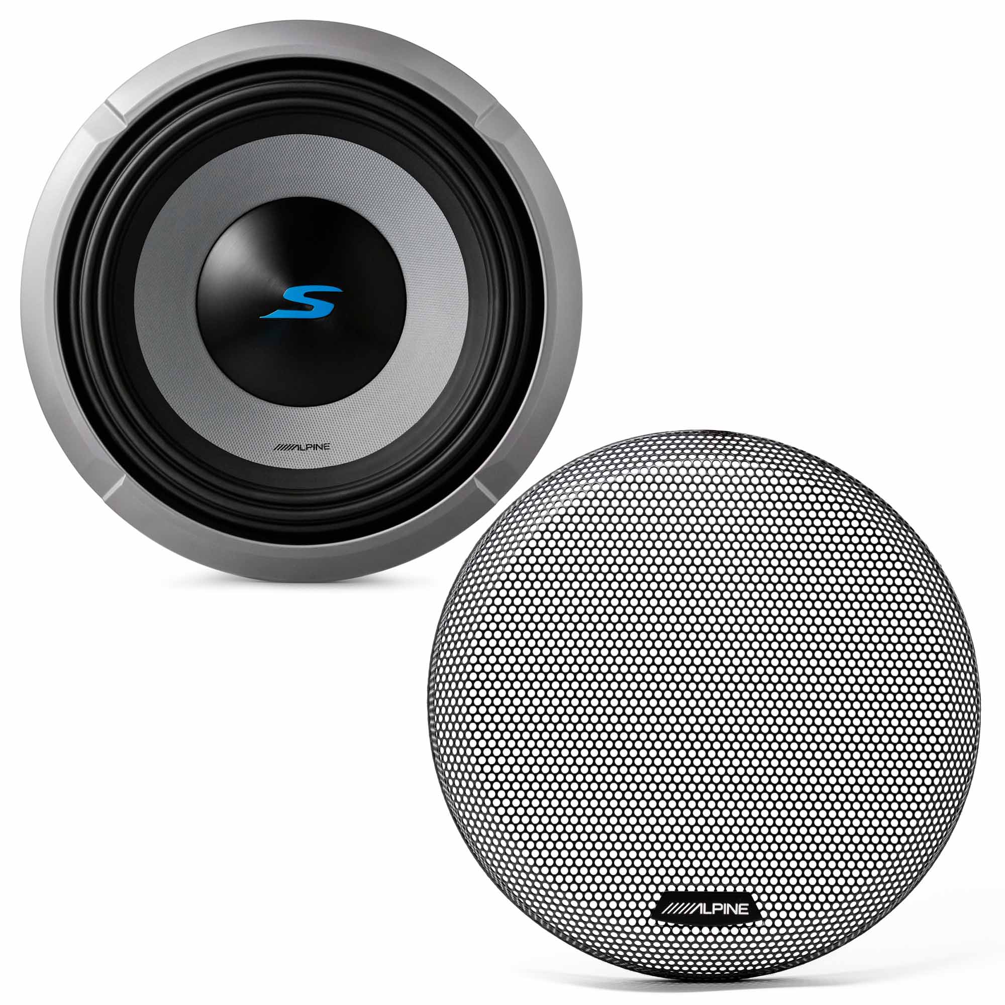 Alpine S2-W10D4 10-Inch Dual 4 Ohm Car Subwoofer 1800W Max Power with KTE-10G.3 Grille - Perfect for Car Audio Systems & Bass Enthusiasts