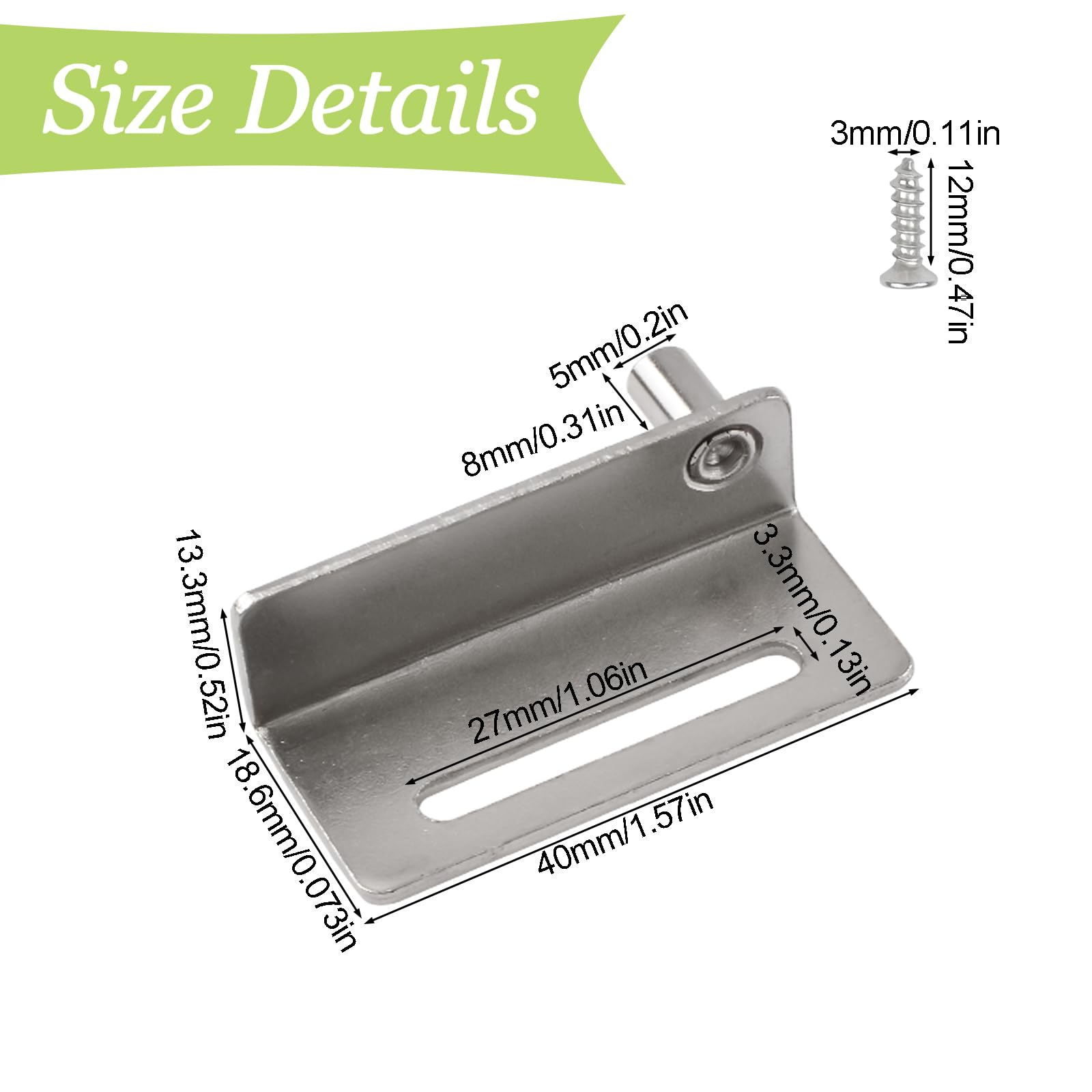 6 Pairs Silver Iron Pivot Hinges - Concealed Shaft Right Angle Cabinet Door Hinges for Free-Swinging Wood Doors (Single Hole) | Perfect for Kitchen Cabinets, Wardrobes & Furniture Installation