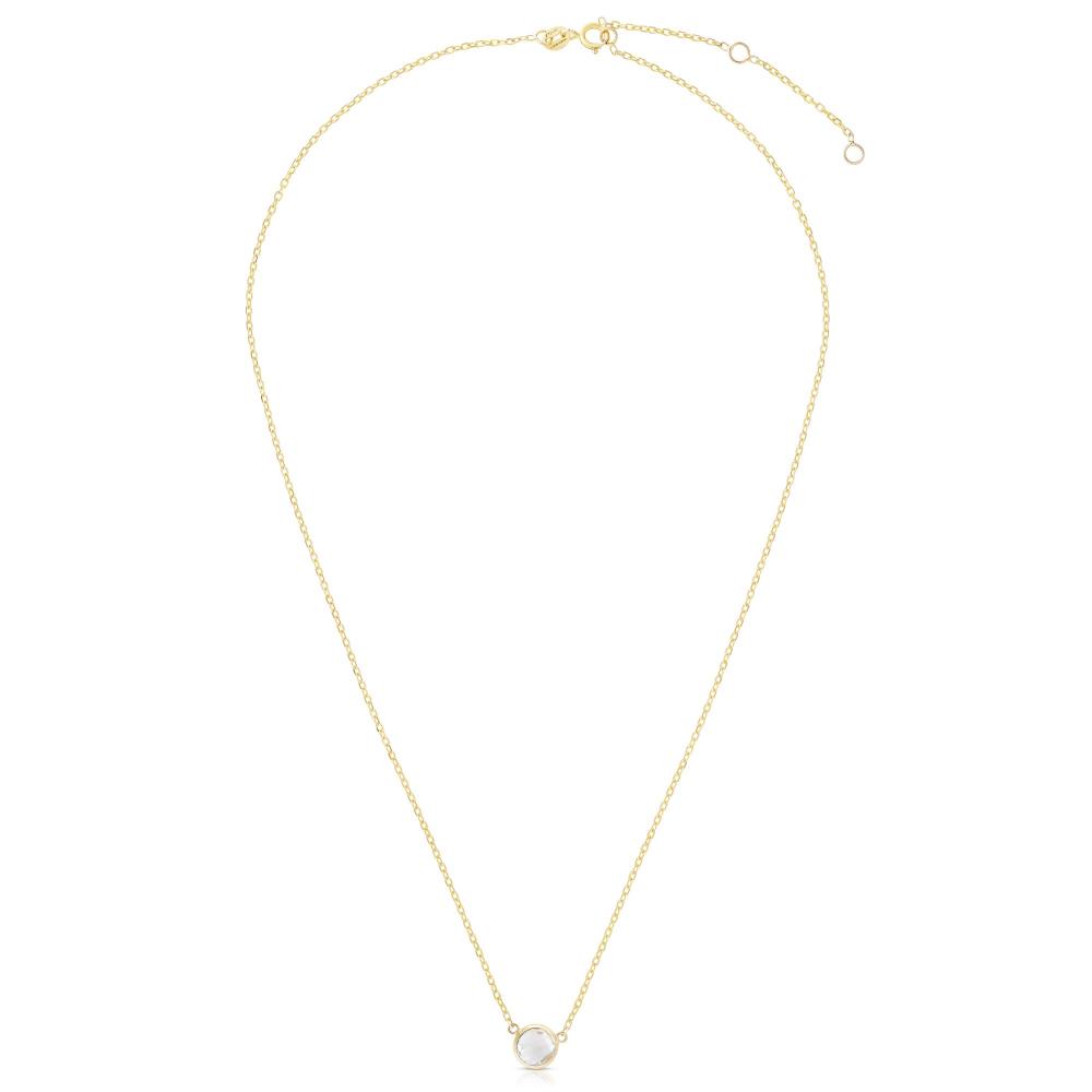 14K Gold Solitaire Necklace with White Topaz - Elegant Minimalist Jewelry for Women, Perfect for Weddings, Anniversaries & Everyday Wear