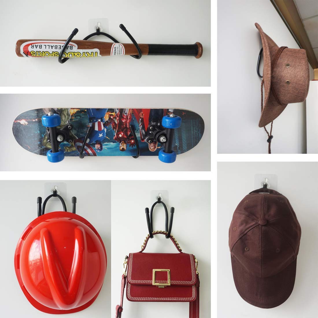 Baseball Cap Rack - Wall Mount Hat Holder for Storage & Display | No Drill Installation, Strong Self-Adhesive (Holds 15 lbs) | Perfect for Bedroom, Closet & Entryway Organization
