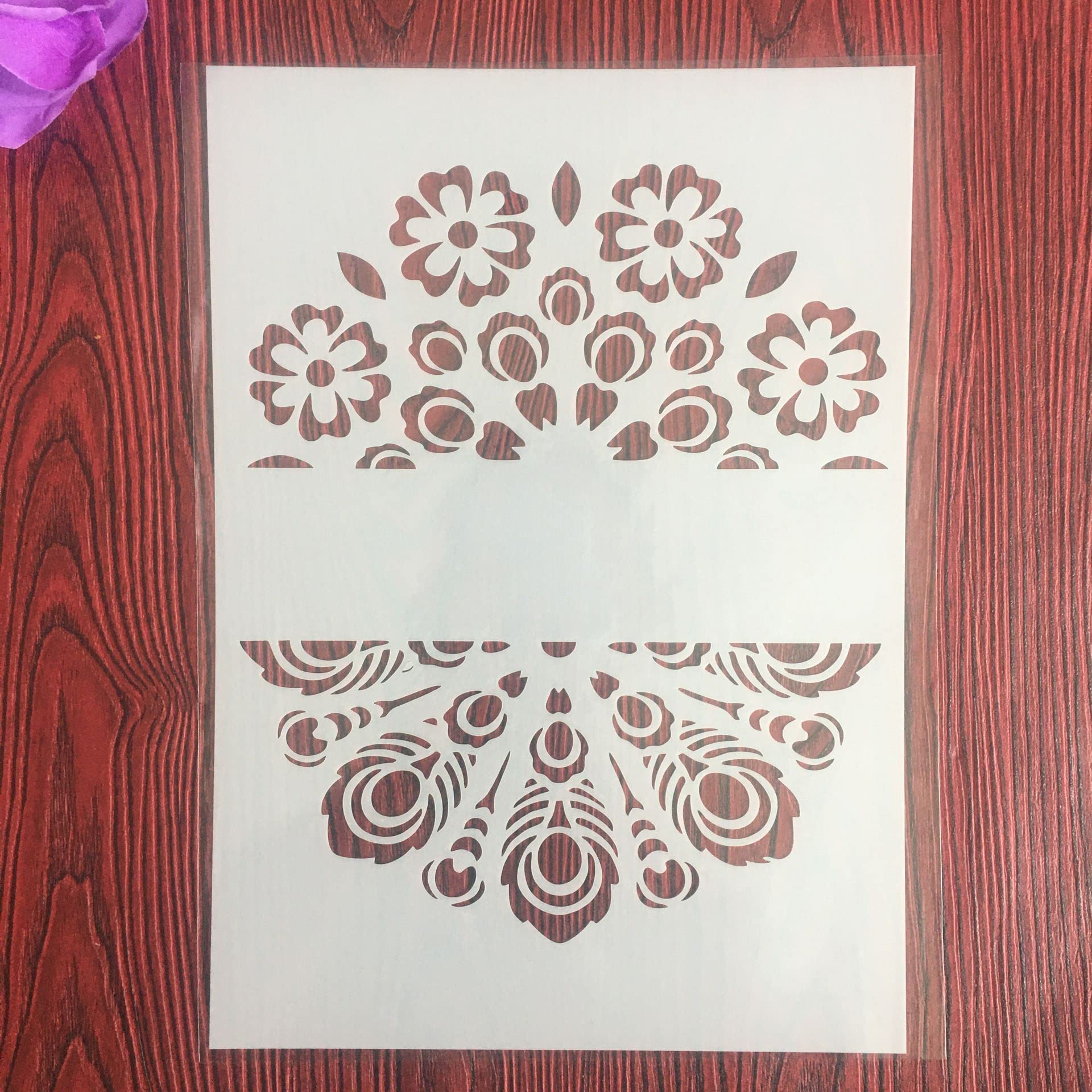 Reusable A4 29x21cm DIY Flower Mandala Stencils for Wood Wall Painting, Scrapbooking, Coloring & Embossing - Perfect for Home Decor, Art Projects & Craft Albums