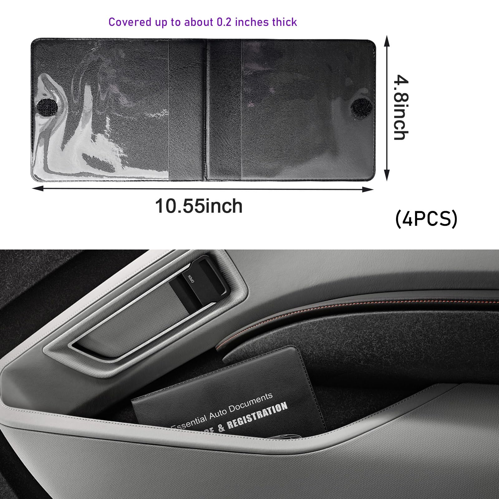 4 PCS Car Registration and Insurance Holder - Vehicle Glove Box Organizer with Secure Closure for License & Documents - Auto Essential Paperwork Wallet Case - Perfect for Organizing Car Papers, Insurance Cards & Vehicle Documents (Black with Car Logo) - Ideal for Road Trips, Daily Commutes & Vehicle Maintenance