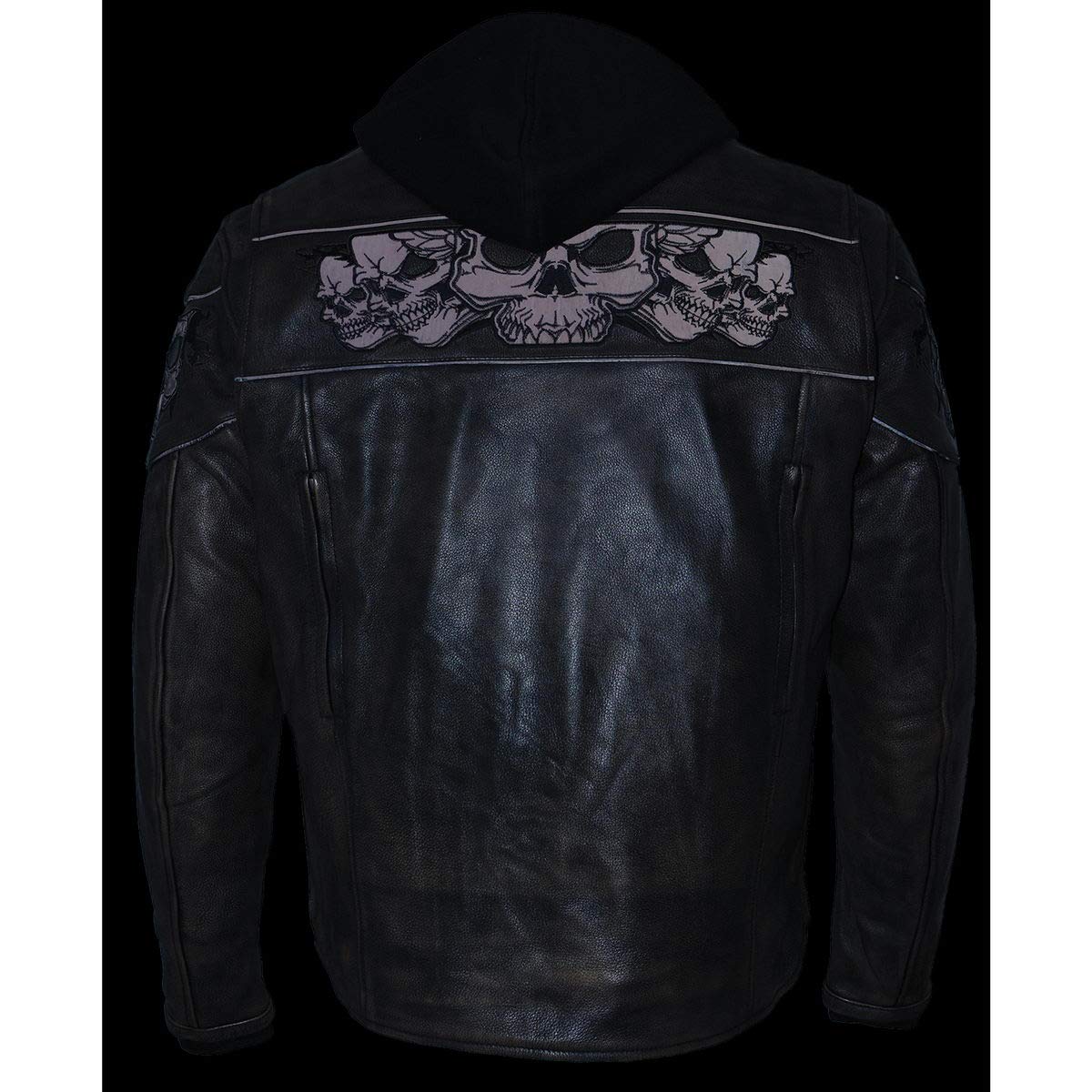 Milwaukee Leather MLM1561 Men's Distressed Brown Leather Motorcycle Jacket with Reflective Skull Design - Perfect for Biker Rides, Night Safety & Vintage Style Outfits