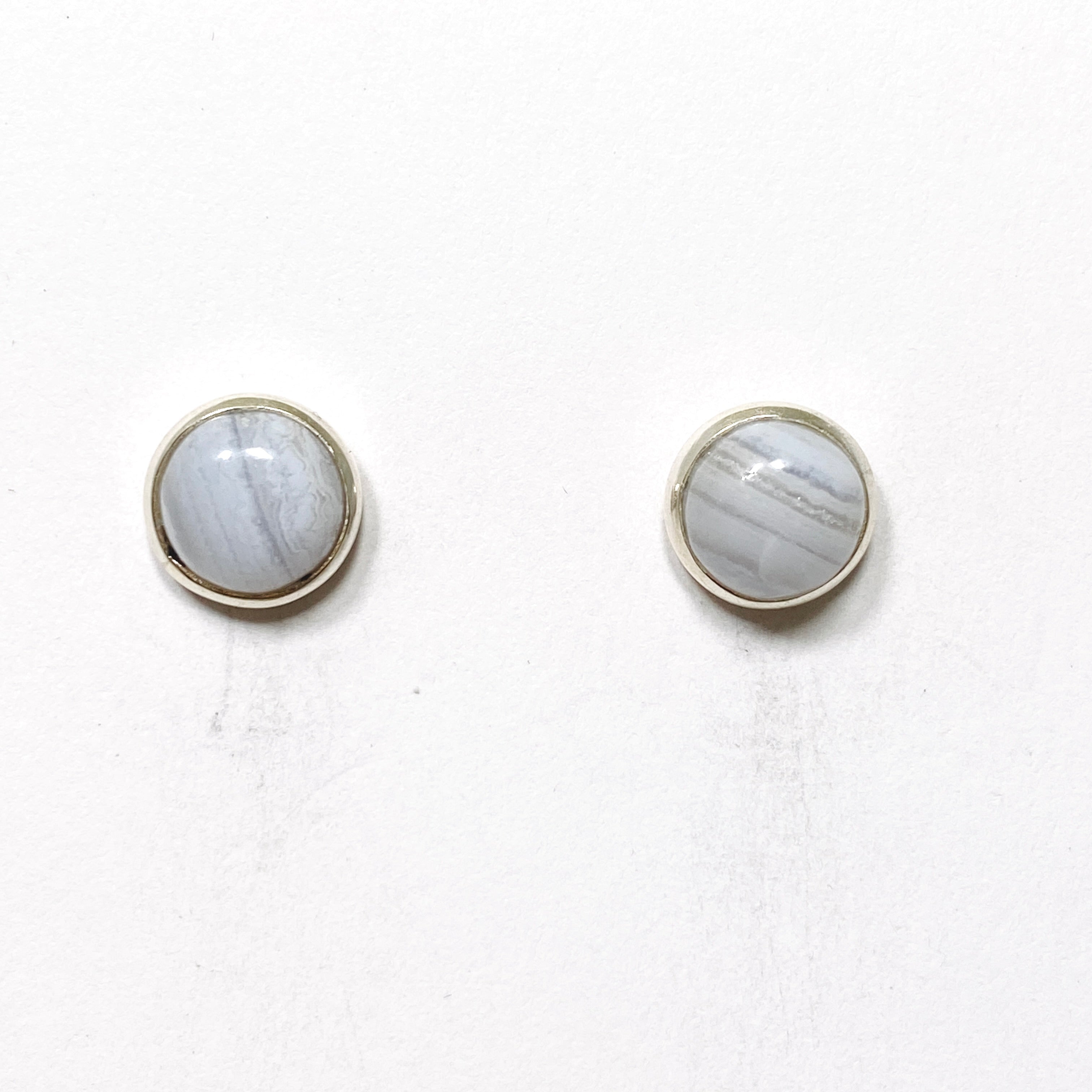 Blue Lace Agate Oval Cabochon Bezel Set Earrings - Handmade Sterling Silver Dangle Earrings for Women - Perfect for Boho Jewelry, Wedding Gifts & Everyday Elegance
