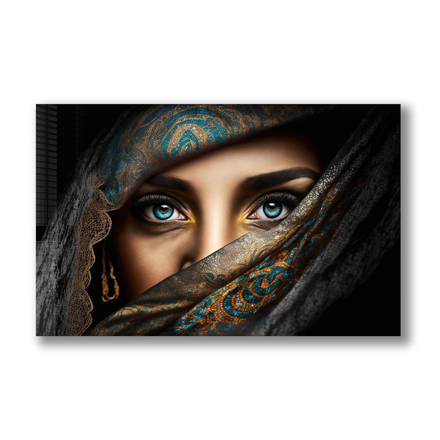 Blue Eyes Tempered Glass Wall Art - Elegant Home Decor for Living Room, Bedroom & Office