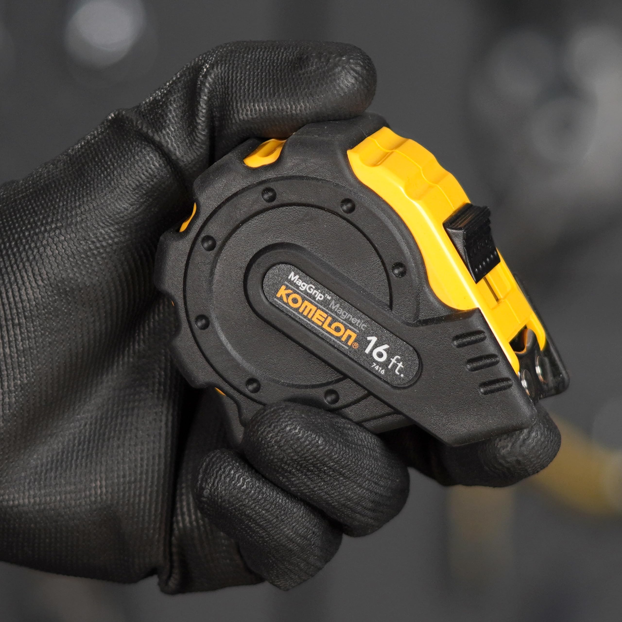 KOMELON 16ft Magnetic Tape Measure with MagGrip Hook & Shock-Absorbing Rubber - Heavy Duty Measuring Tool for Construction, Carpentry, DIY Projects