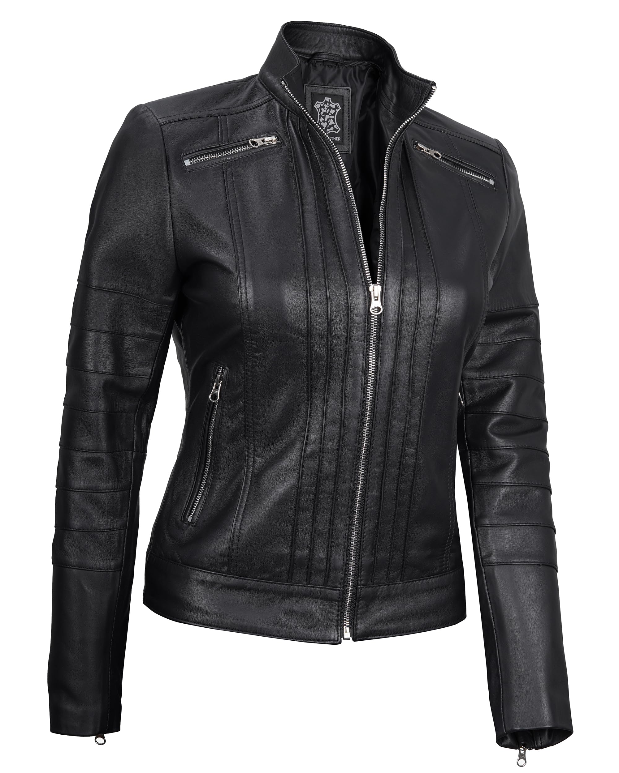 Blingsoul Genuine Leather Jacket for Women - Stylish Cafe Racer Biker Jacket | Perfect for Motorcycle Riding, Casual Outfits & Fashion Streetwear