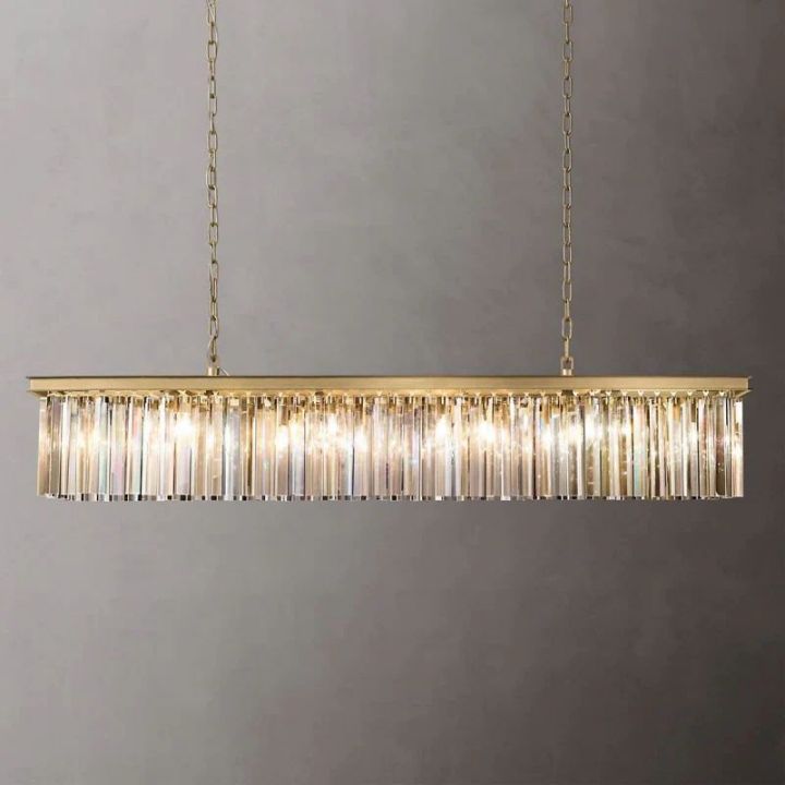 1920s Art Deco Single Rectangular Chandelier - 49W/60W Vintage Ceiling Light - Perfect for Dining Room, Living Room & Bedroom Lighting