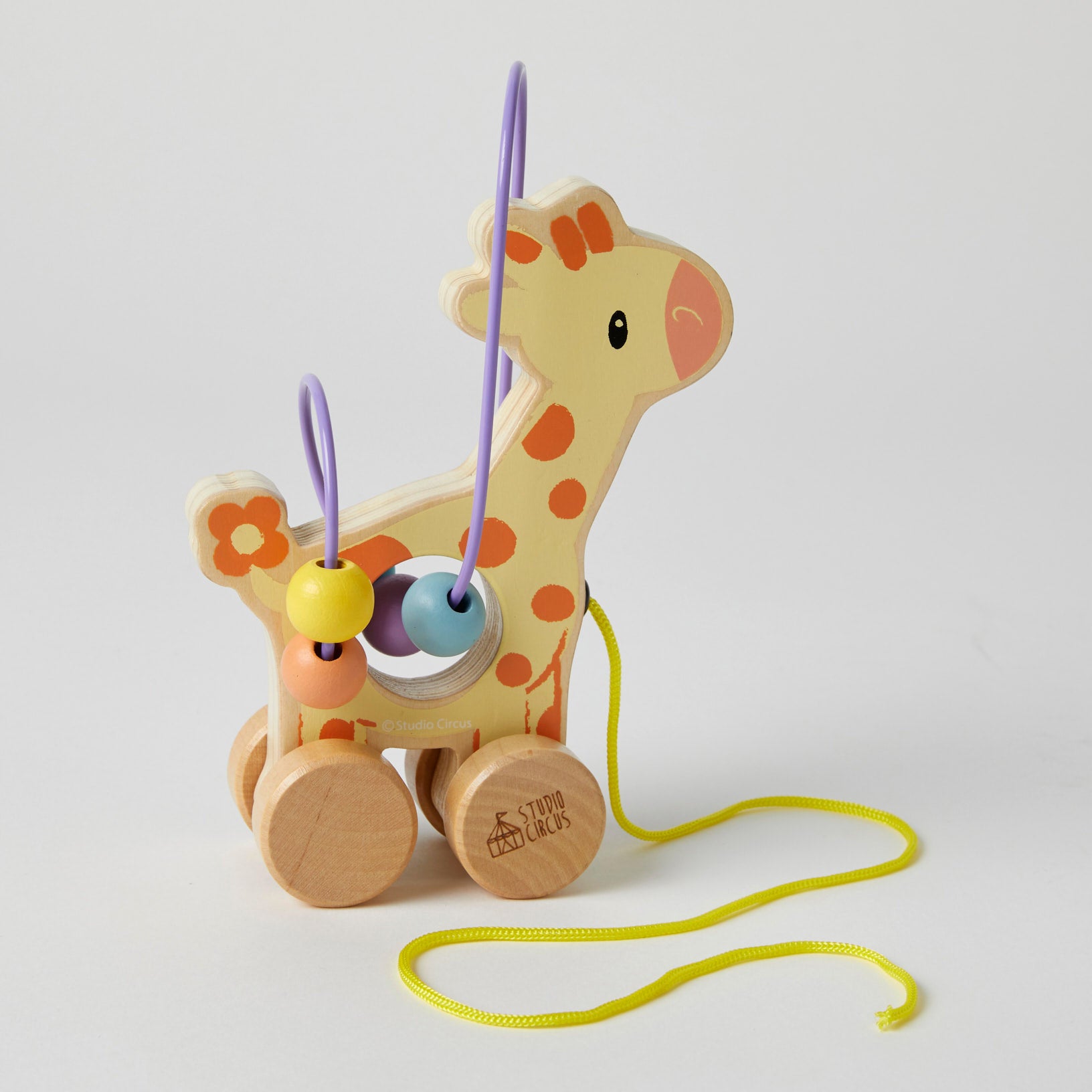 Studio Circus Giraffe Rolling Bead Coaster - Fun Wooden Toy for Kids & Adults - Perfect for Desks, Coffee Tables, and Stress Relief Play