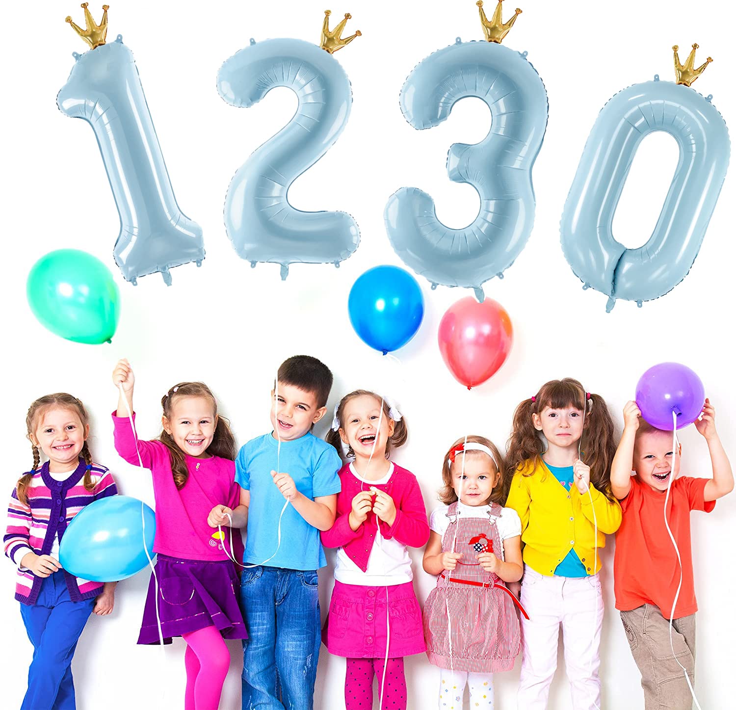 40 Inch Large Number 2 Balloon with Crown - 2nd Birthday Party Decorations for 2 Year Old - Blue Birthday Sign & Party Supplies - Perfect for Birthday Photos, Cake Smash Sessions & Milestone Celebrations