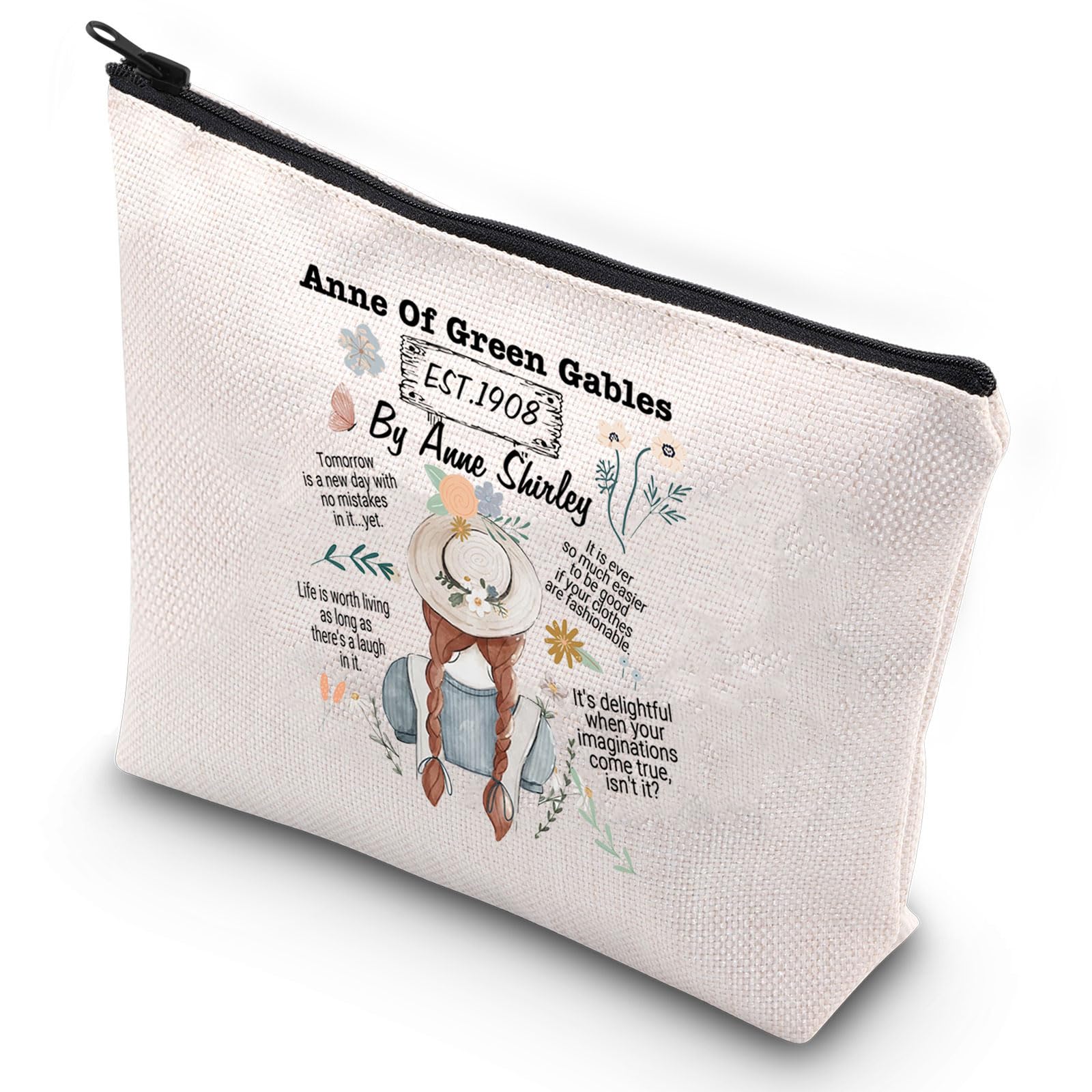 Anne of Green Gables Inspired Makeup Bag - Cute Cosmetic & Toiletry Pouch for Book Lovers - Perfect Gift for Anne Shirley Fans - Great for Travel, School & Daily Makeup Organization